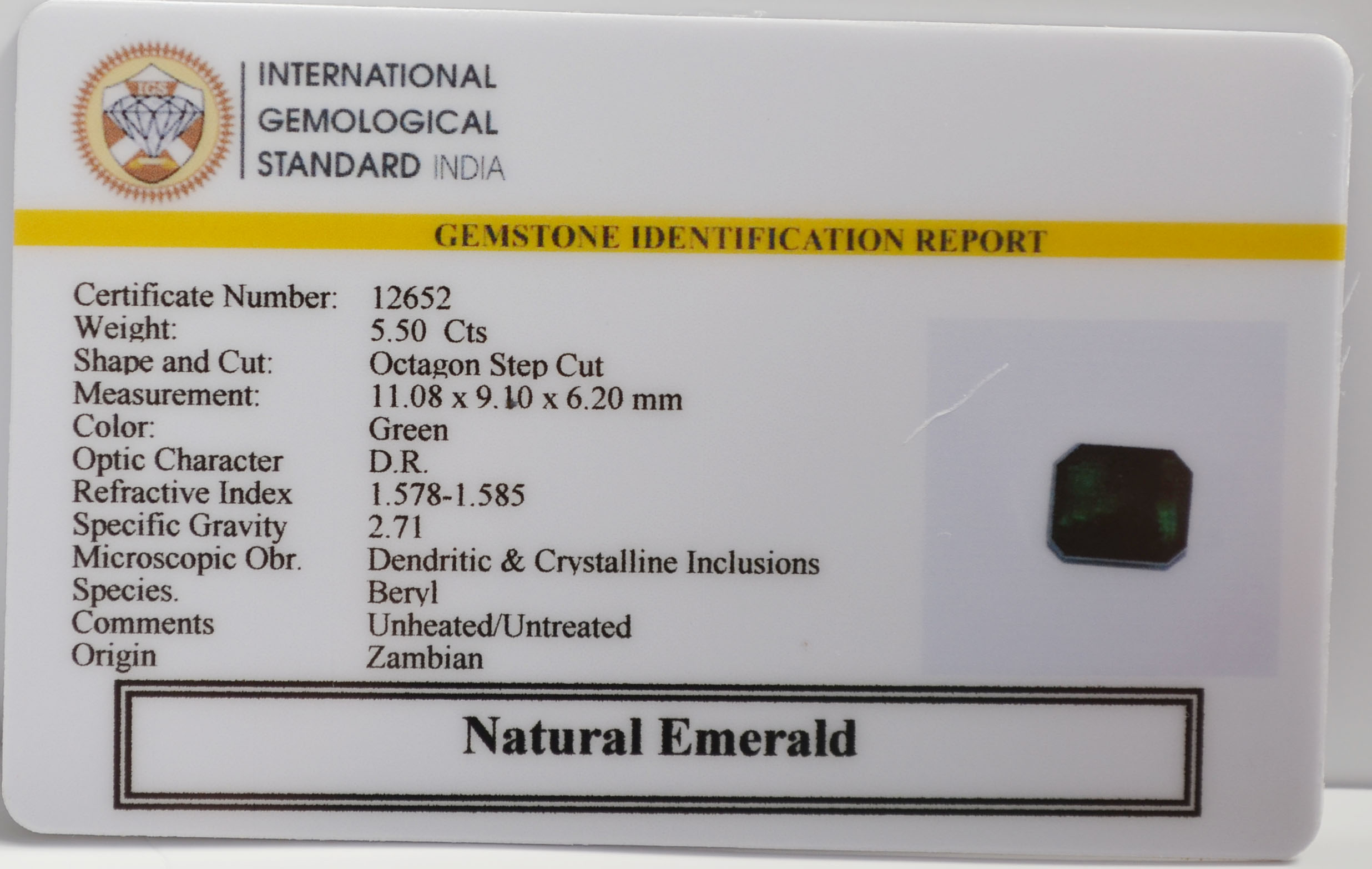 EMERALD 5.5 Ct. 3 EMR22938 2 EMERALD 5.5 Ct.