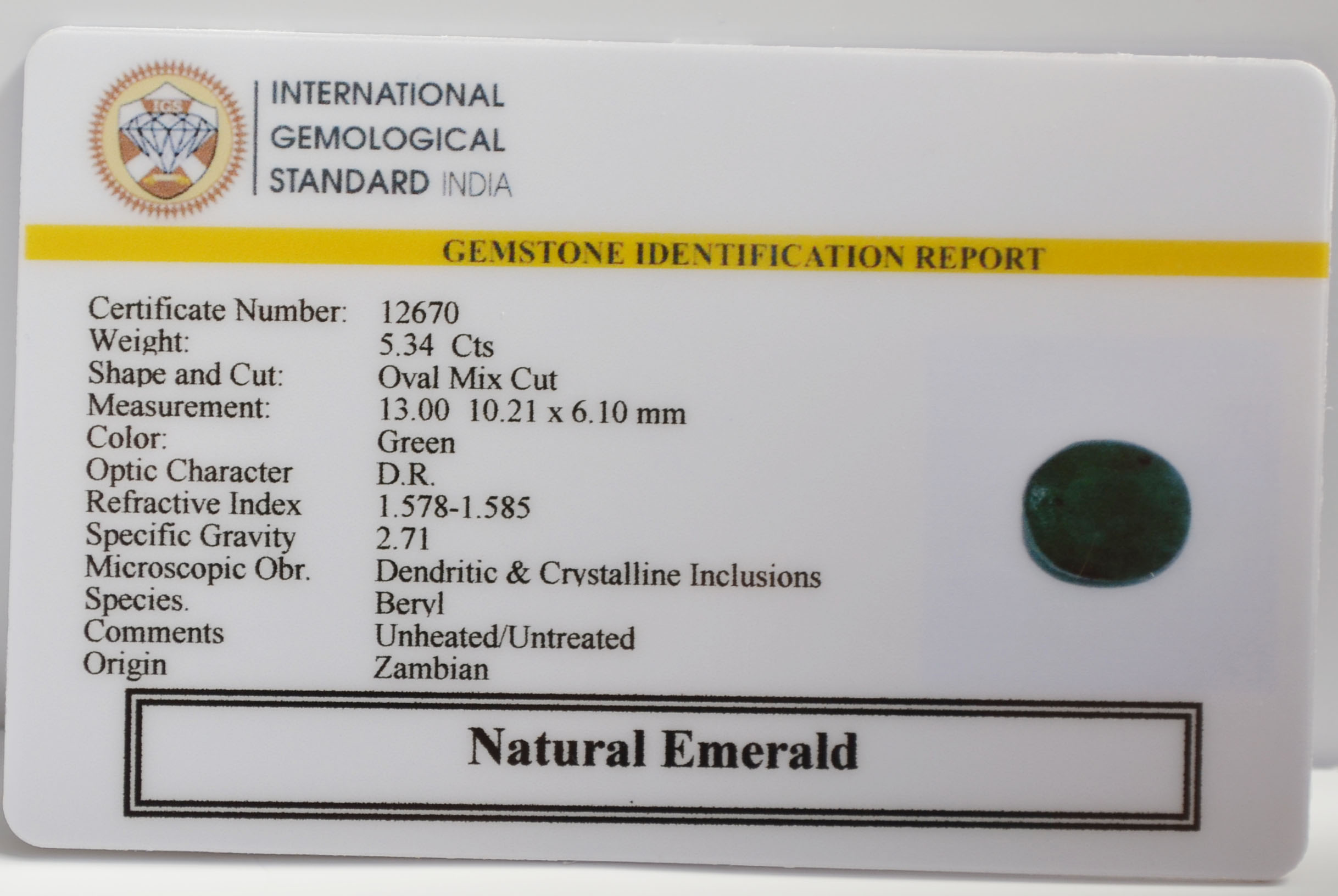 EMERALD 5.34 Ct. 3 EMR22952 2 EMERALD 5.34 Ct.