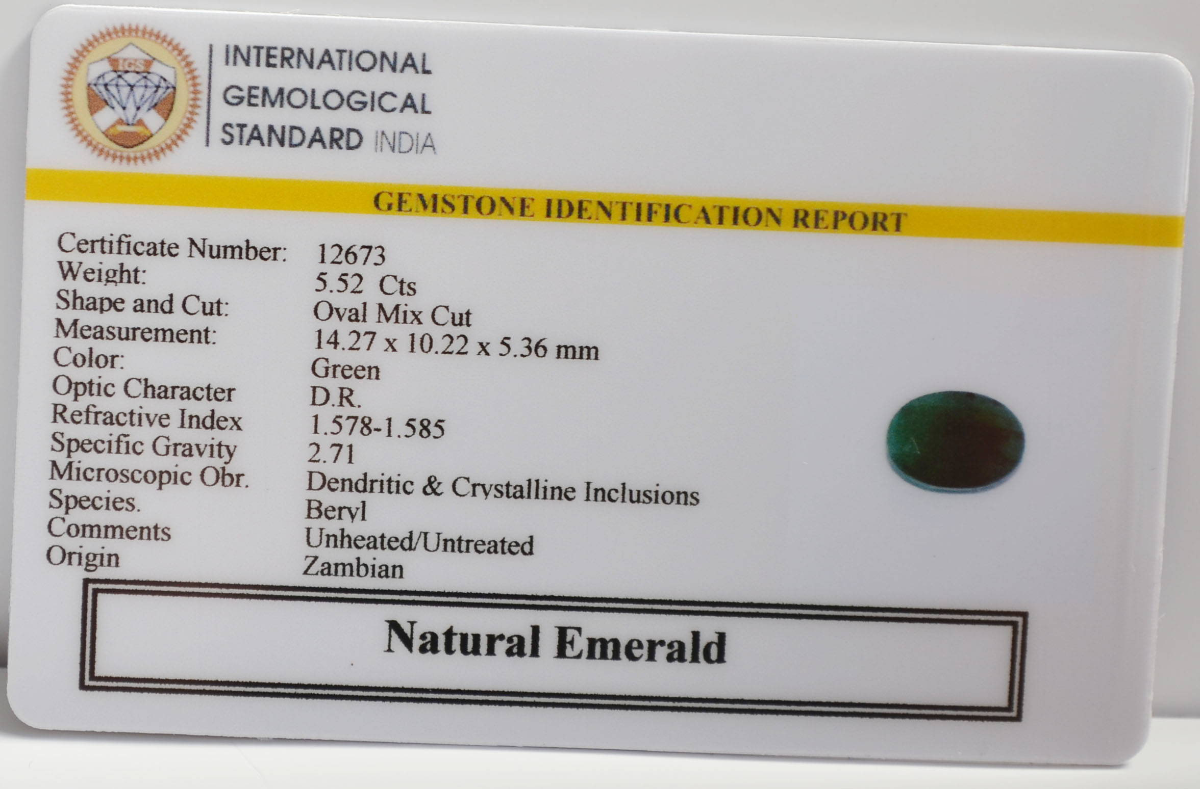 EMERALD 5.52 Ct. 3 EMR22955 2 EMERALD 5.52 Ct.