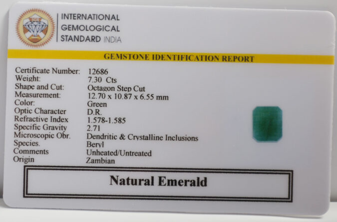 EMERALD 7.3 Ct. EMERALD 7.3 Ct.