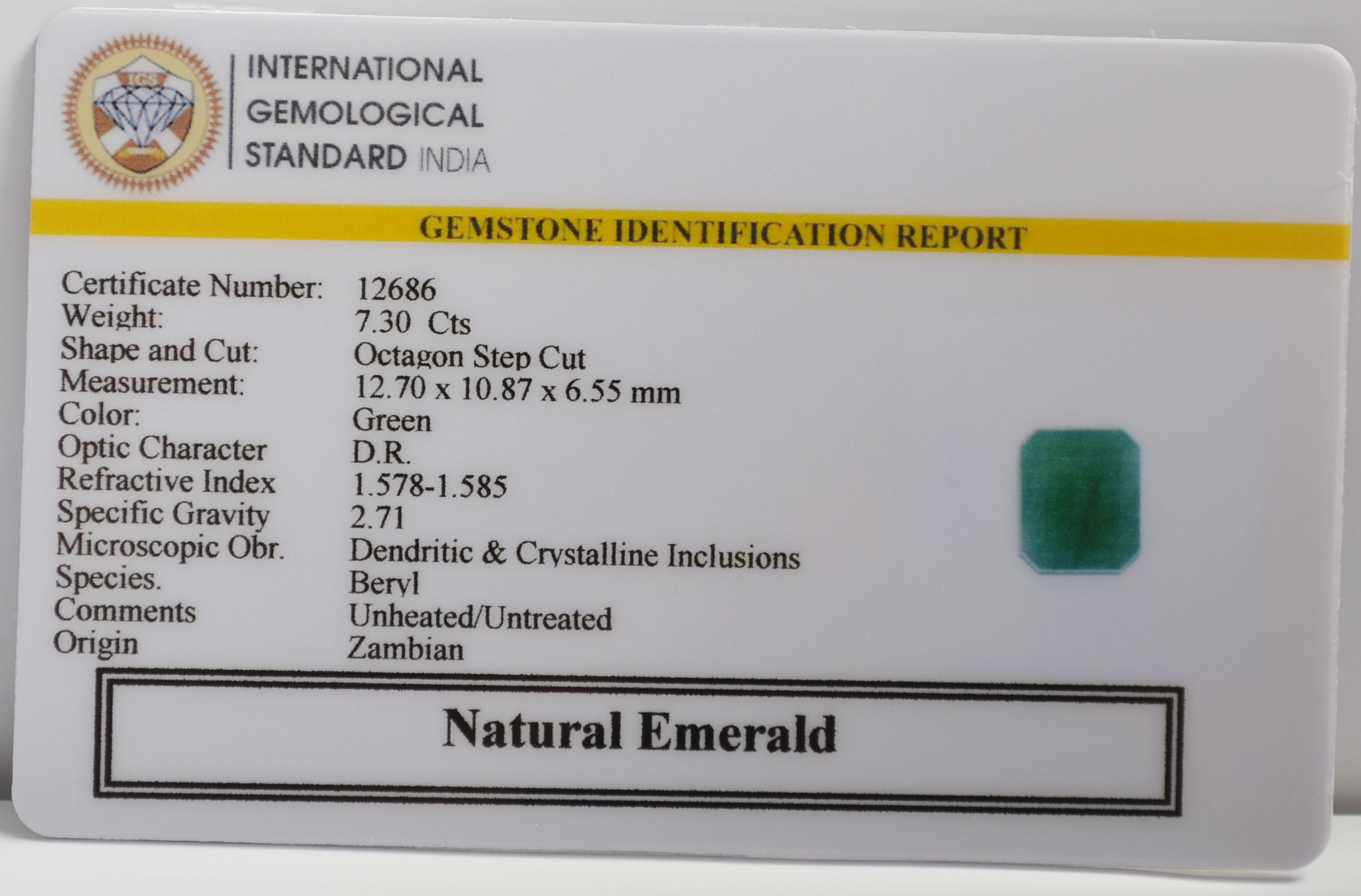 EMERALD 7.3 Ct. EMERALD 7.3 Ct.