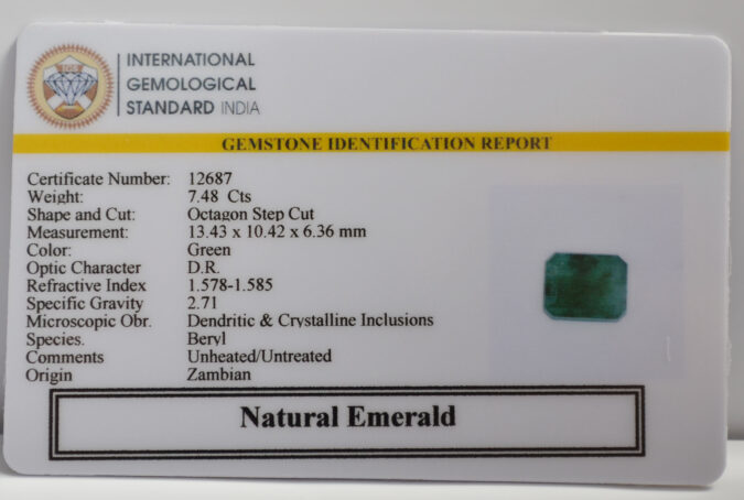 EMERALD 7.48 Ct. EMERALD 7.48 Ct.