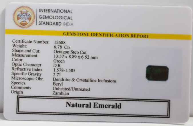 EMERALD 6.78 Ct. EMERALD 6.78 Ct.