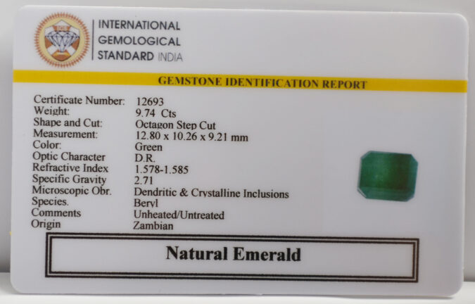 EMERALD 9.74 Ct. EMERALD 9.74 Ct.