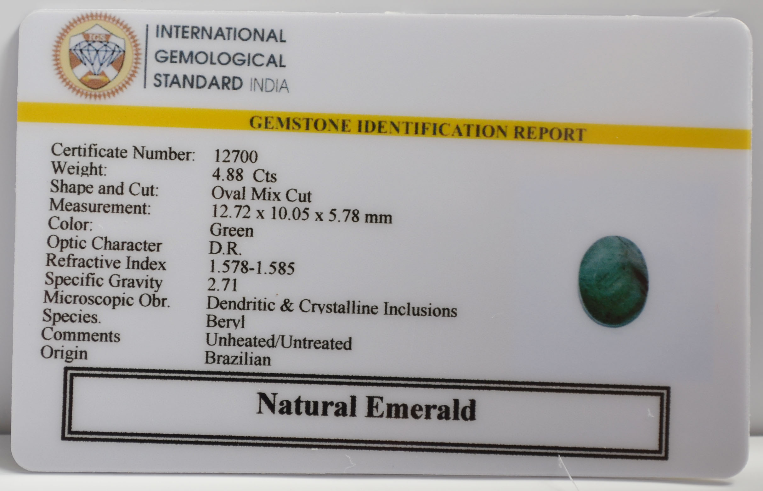 EMERALD 4.88 Ct. 3 EMR22973 2 EMERALD 4.88 Ct.