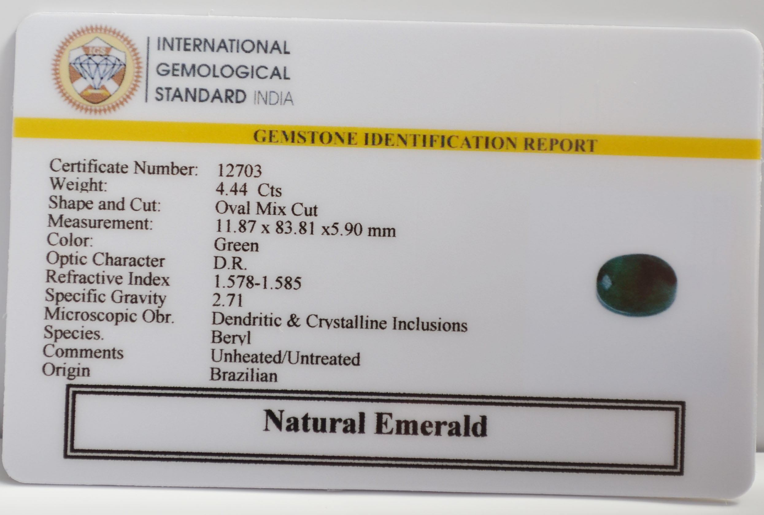 EMERALD 4.44 Ct. 3 EMR22975 2 EMERALD 4.44 Ct.