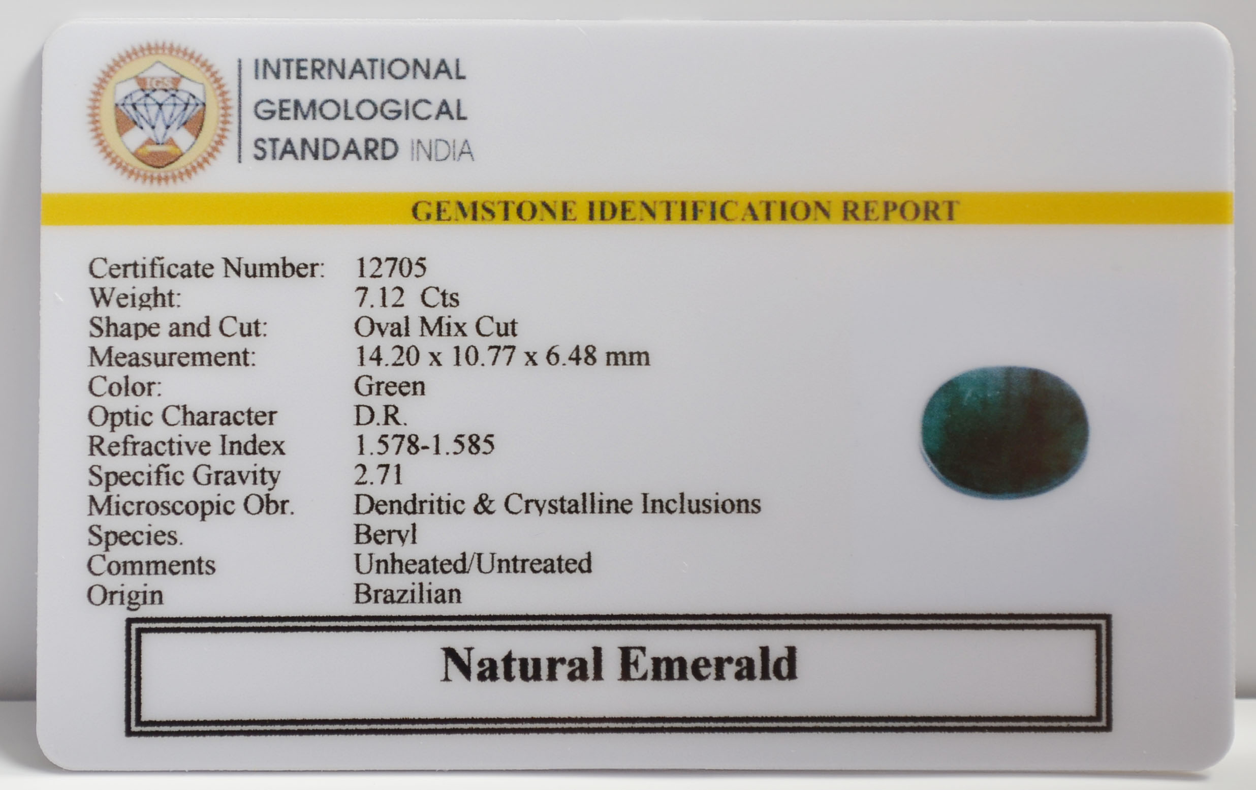 EMERALD 7.12 Ct. 3 EMR22977 2 EMERALD 7.12 Ct.