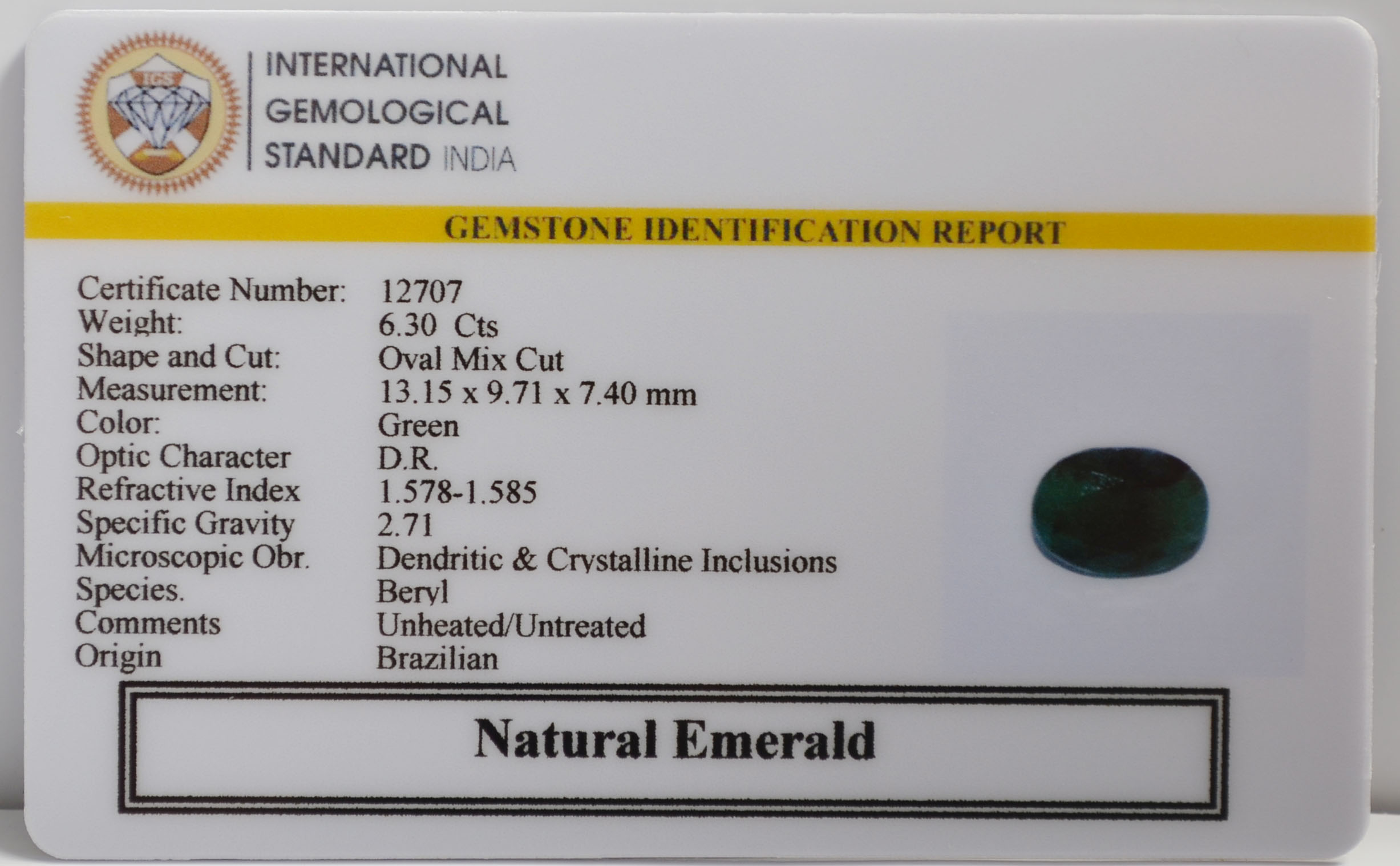 EMERALD 6.3 Ct. 3 EMR22979 2 EMERALD 6.3 Ct.