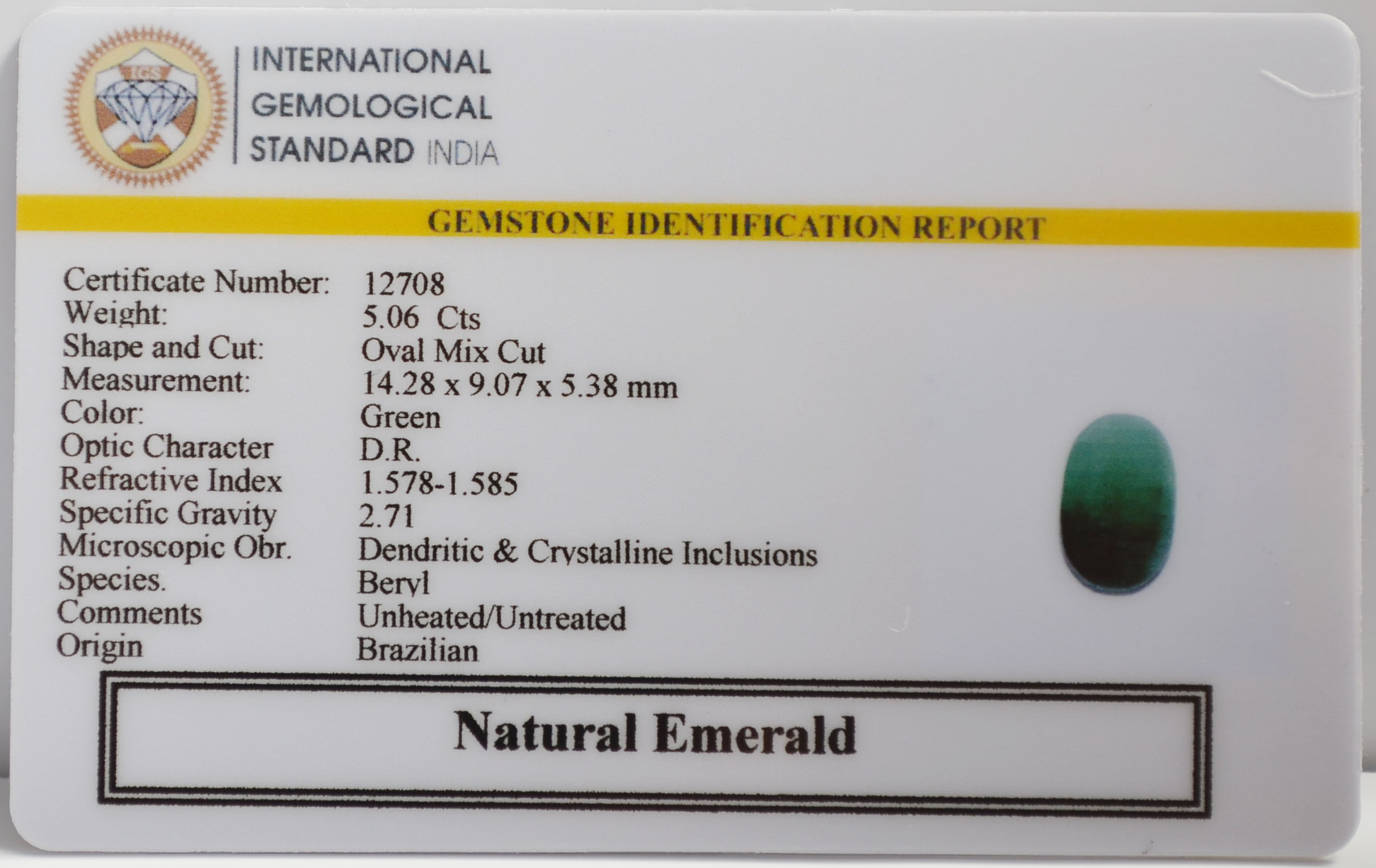 EMERALD 5.06 Ct. 3 EMR22980 2 EMERALD 5.06 Ct.