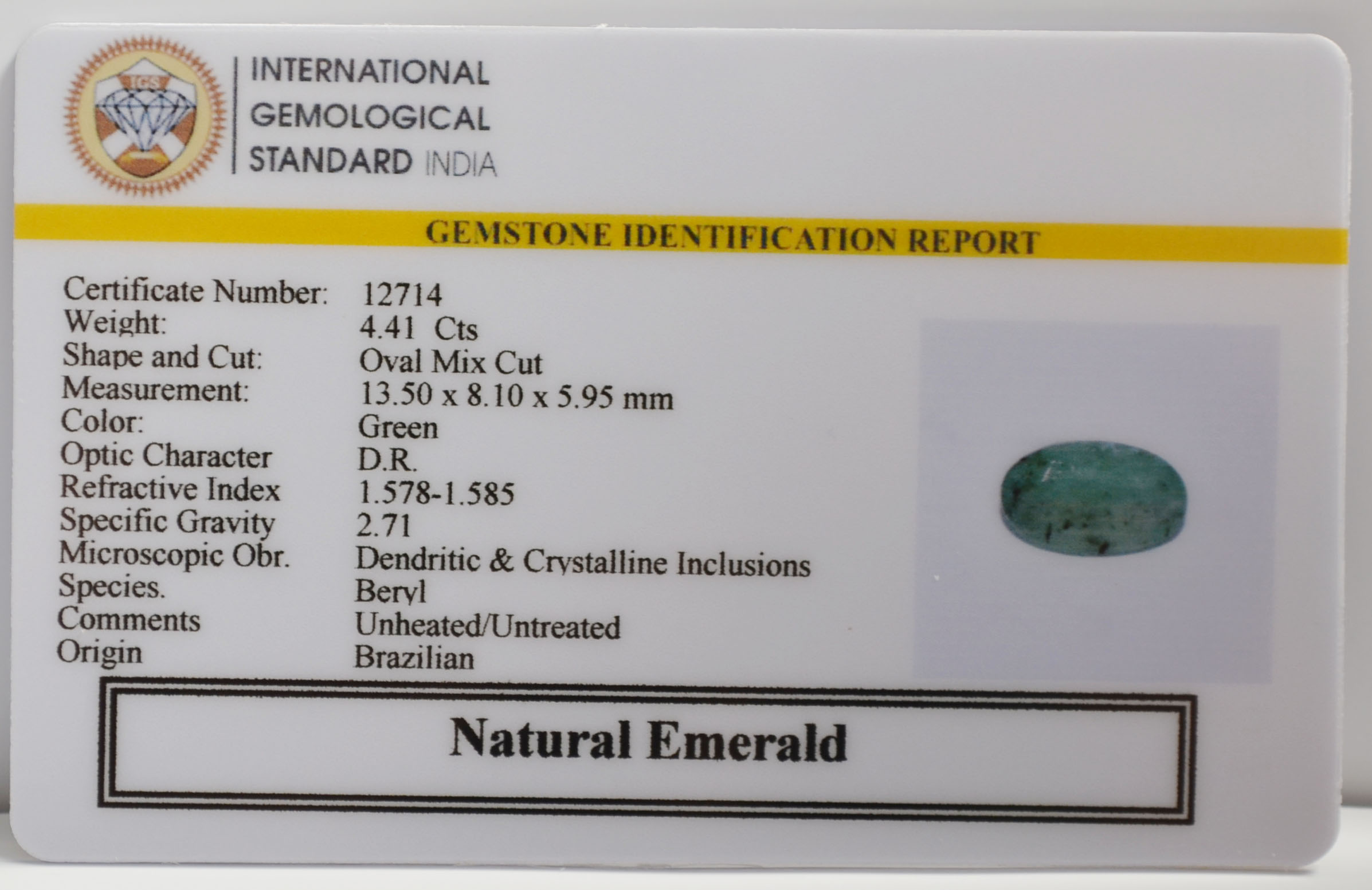 EMERALD 4.41 Ct. 3 EMR22985 2 EMERALD 4.41 Ct.