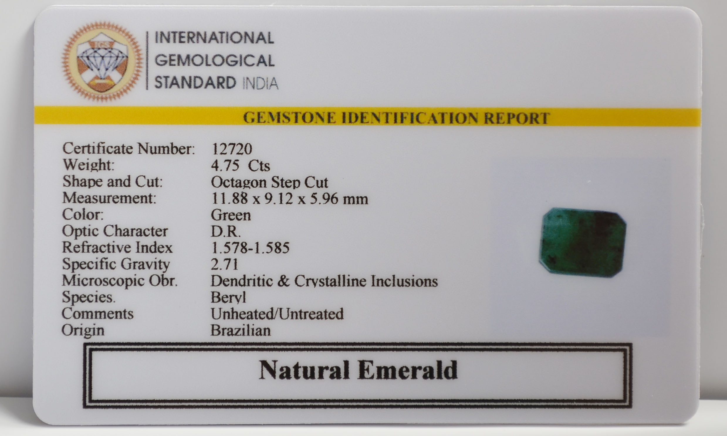 EMERALD 4.75 Ct. 3 EMR22990 2 EMERALD 4.75 Ct.