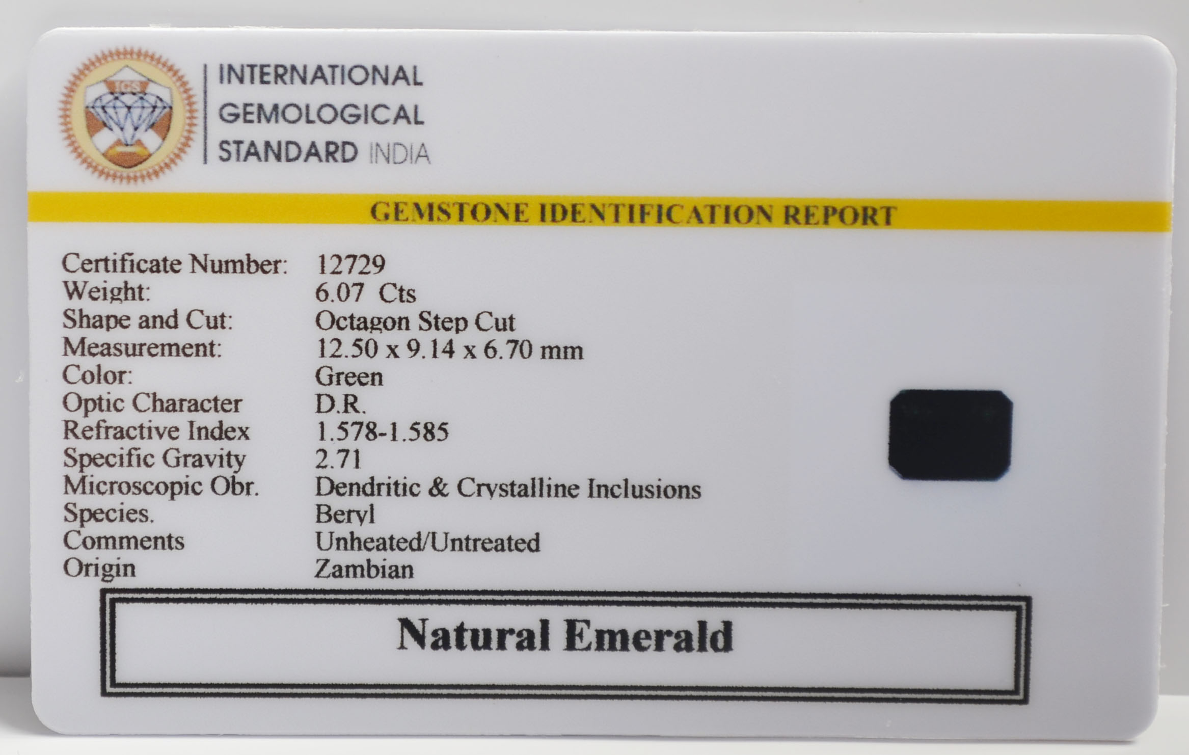 EMERALD 6.07 Ct. 3 EMR22997 2 EMERALD 6.07 Ct.