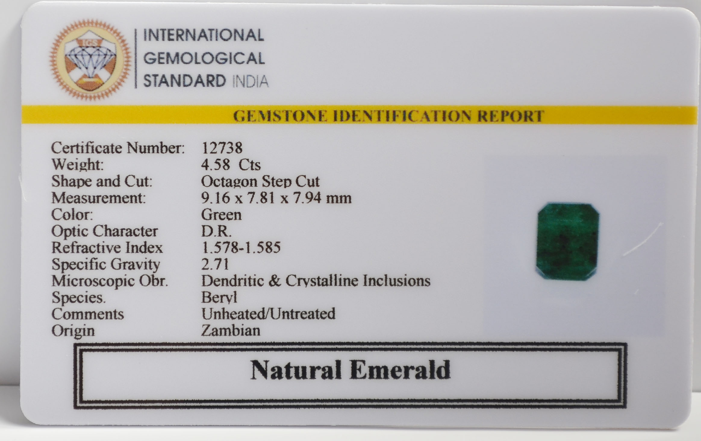 EMERALD 4.58 Ct. 3 EMR23003 2 EMERALD 4.58 Ct.