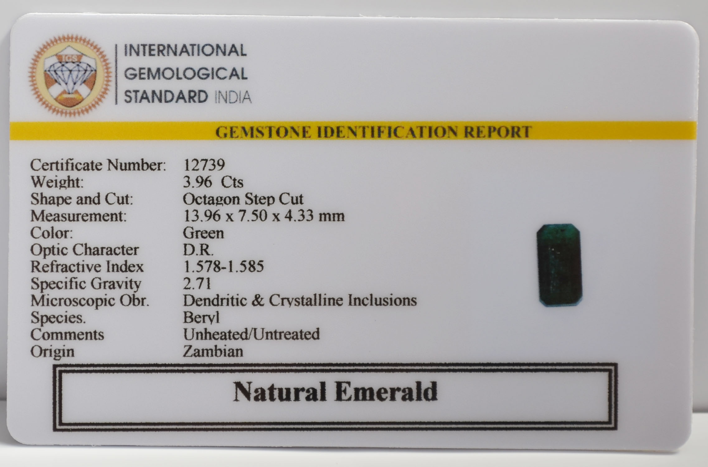 EMERALD 3.96 Ct. 3 EMR23004 2 EMERALD 3.96 Ct.