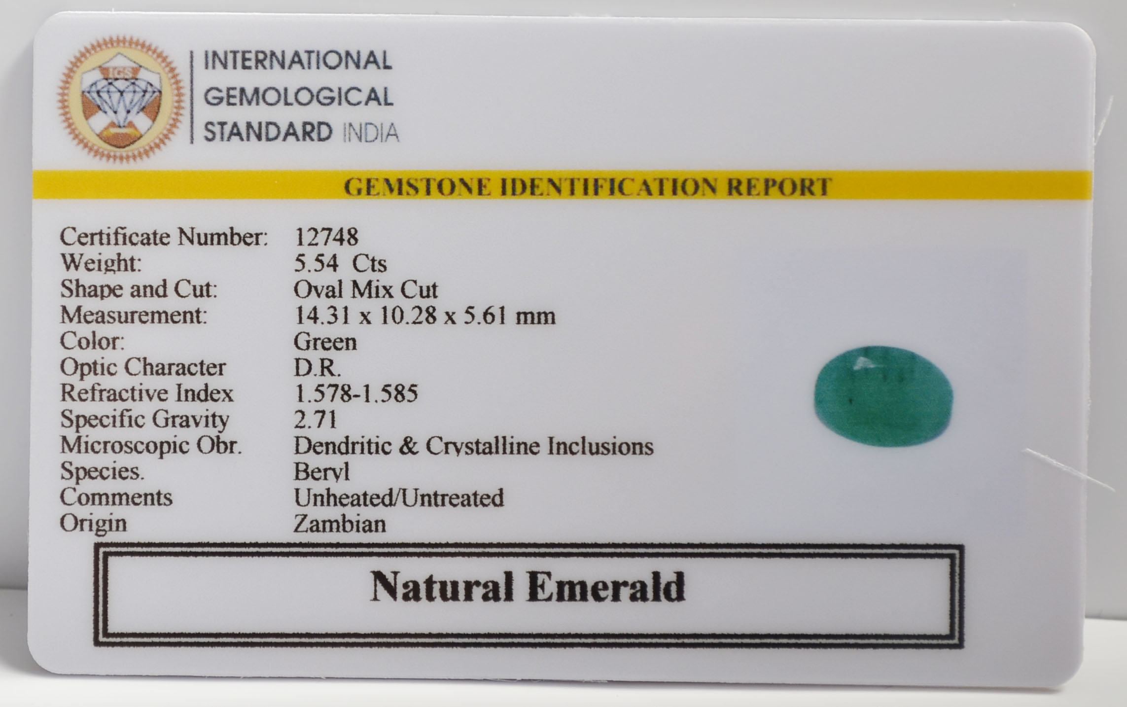 EMERALD 5.54 Ct. 3 EMR23012 2 EMERALD 5.54 Ct.