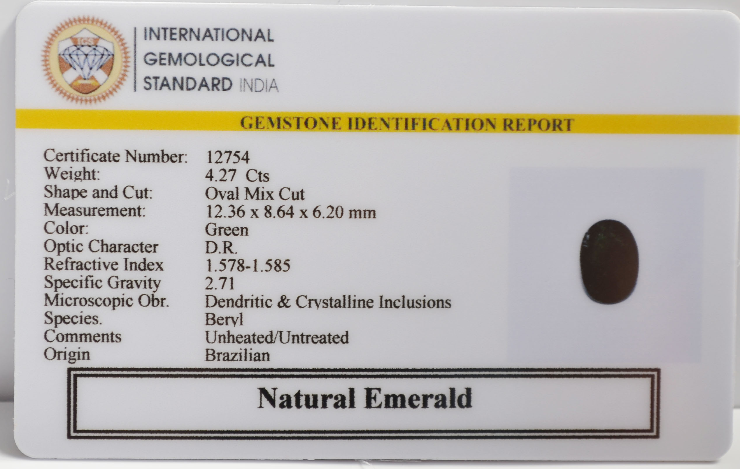 EMERALD 4.27 Ct. 3 EMR23017 2 EMERALD 4.27 Ct.