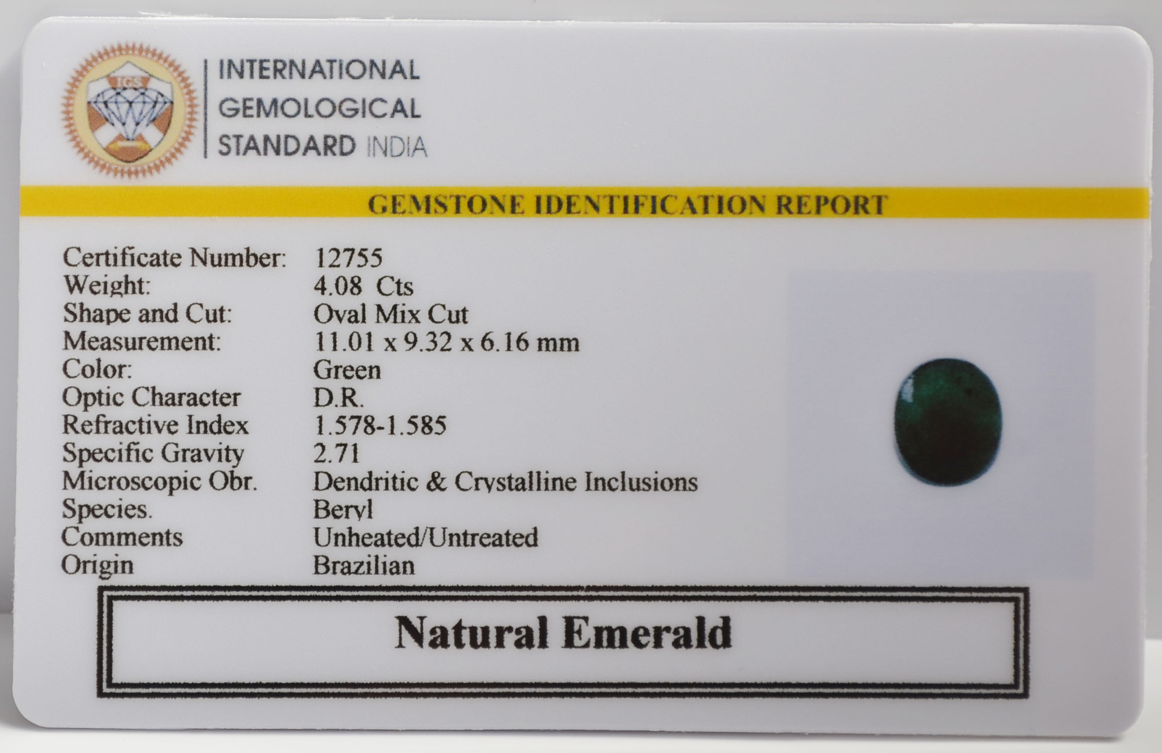 EMERALD 4.08 Ct. 3 EMR23018 2 EMERALD 4.08 Ct.