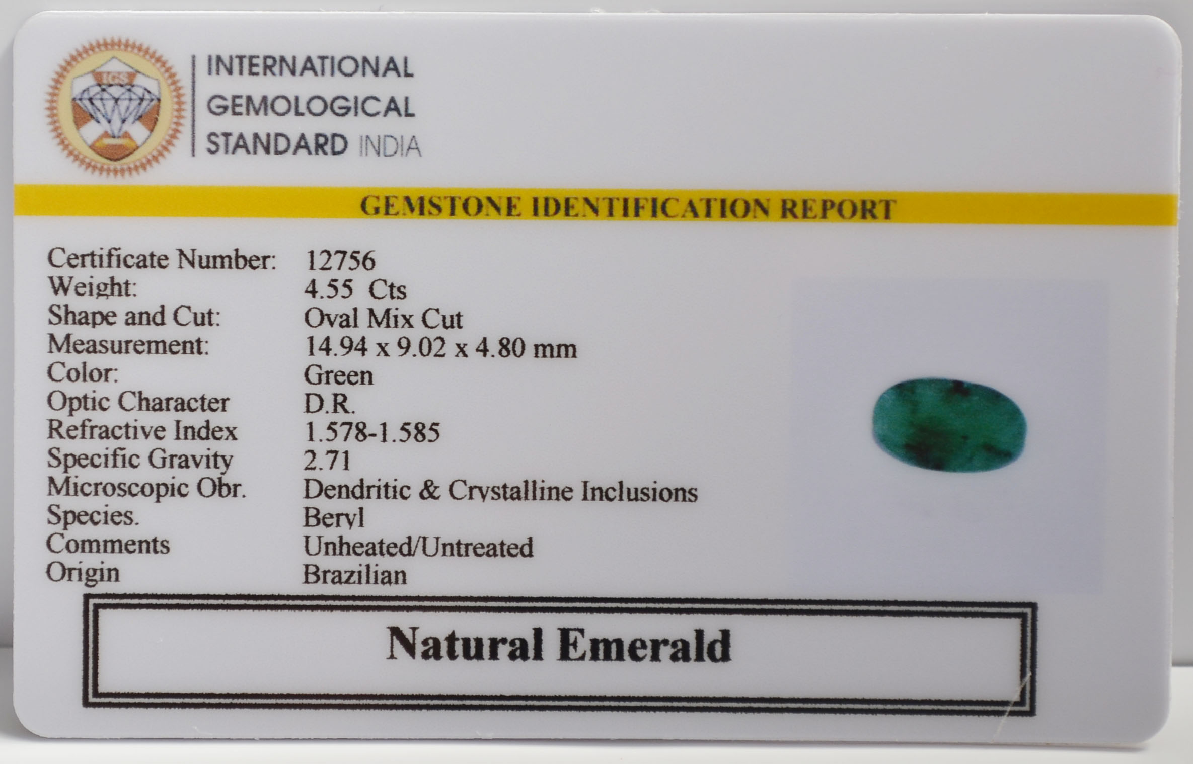 EMERALD 4.55 Ct. 3 EMR23019 2 EMERALD 4.55 Ct.