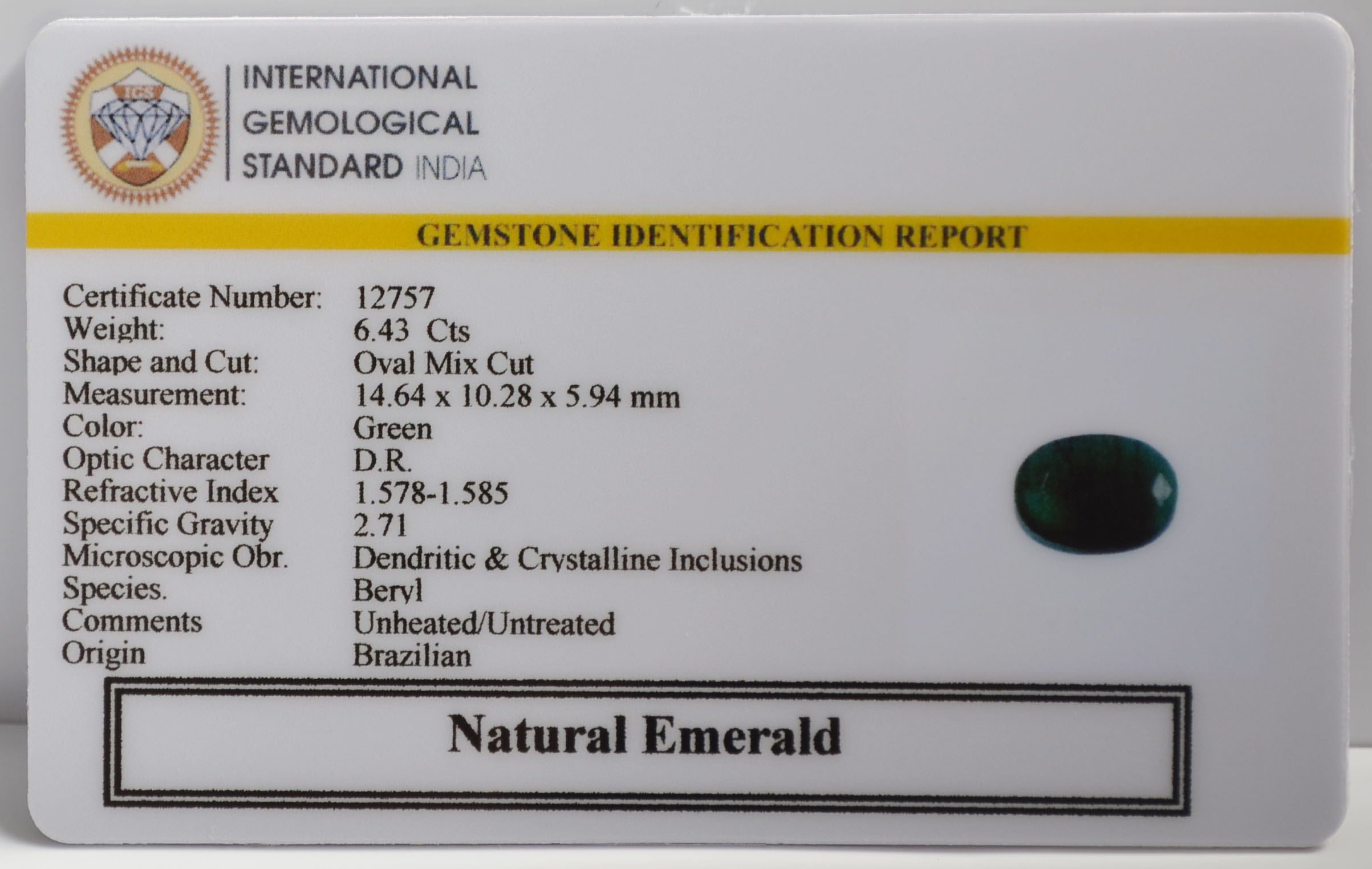 EMR23020 2 EMERALD 6.43 Ct.