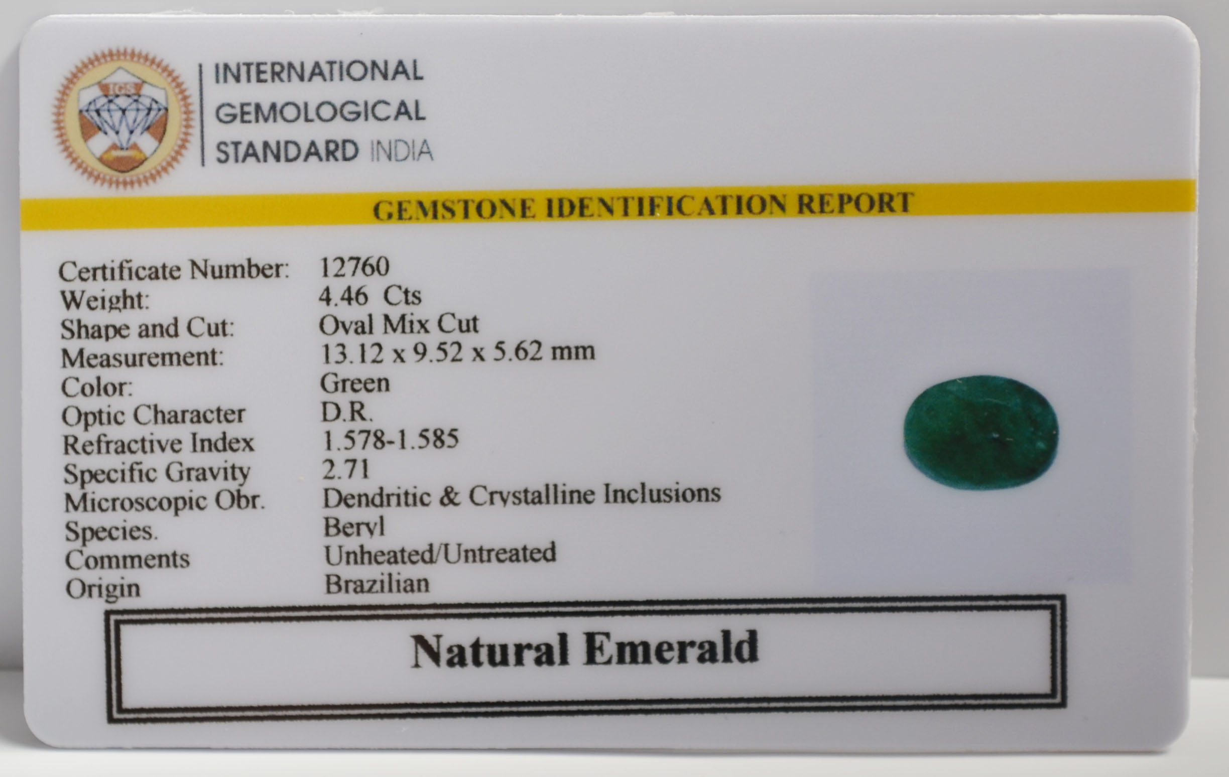 EMR23022 2 EMERALD 4.46 Ct.