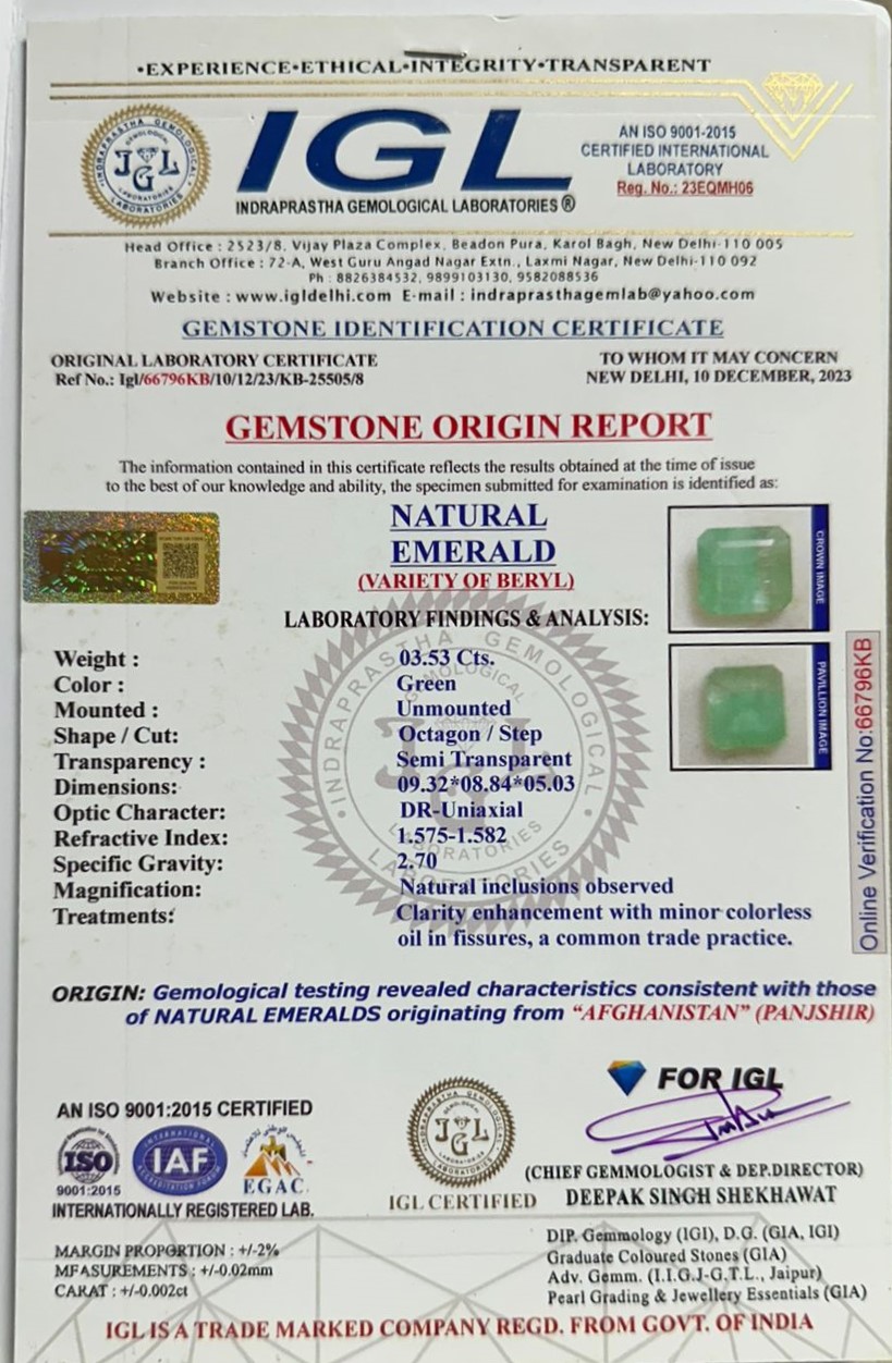 EMRD17839 2 EMERALD 3.53 Ct.