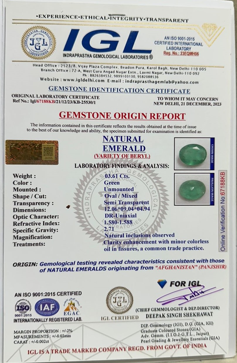 EMRD17840 2 EMERALD 3.61 Ct.