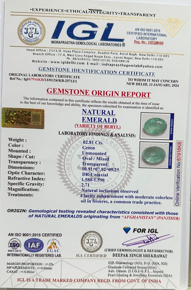 EMRD18171 2 EMERALD 2.81 Ct.