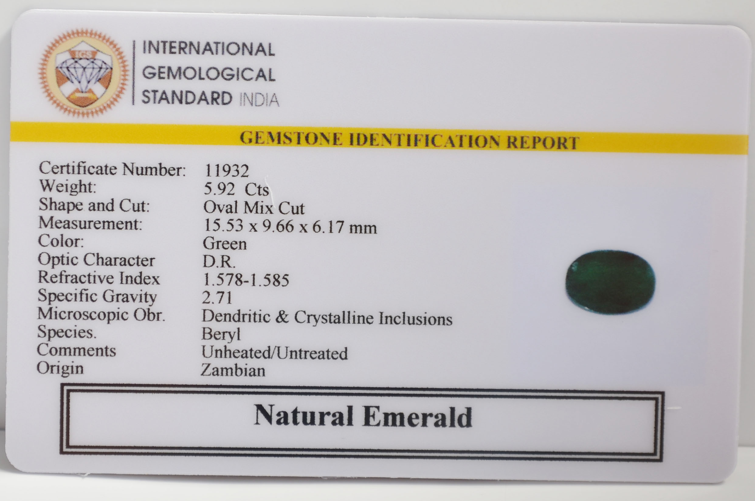 EMRG21656 2 EMERALD 5.92 Ct.