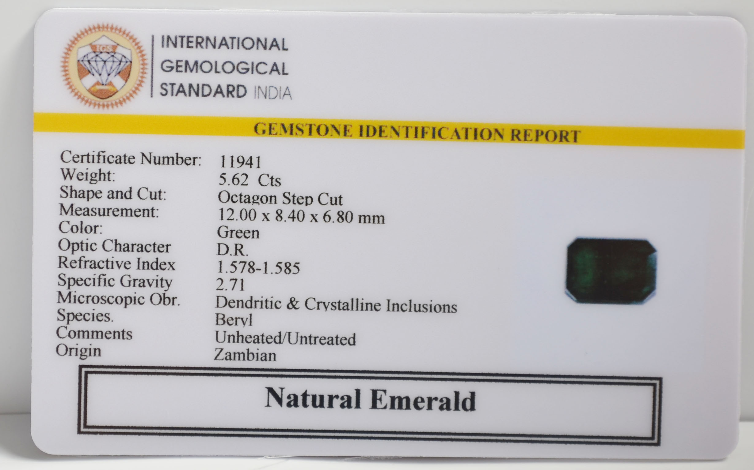 EMERALD 5.62 Ct. 3 EMRG21659 2 EMERALD 5.62 Ct.