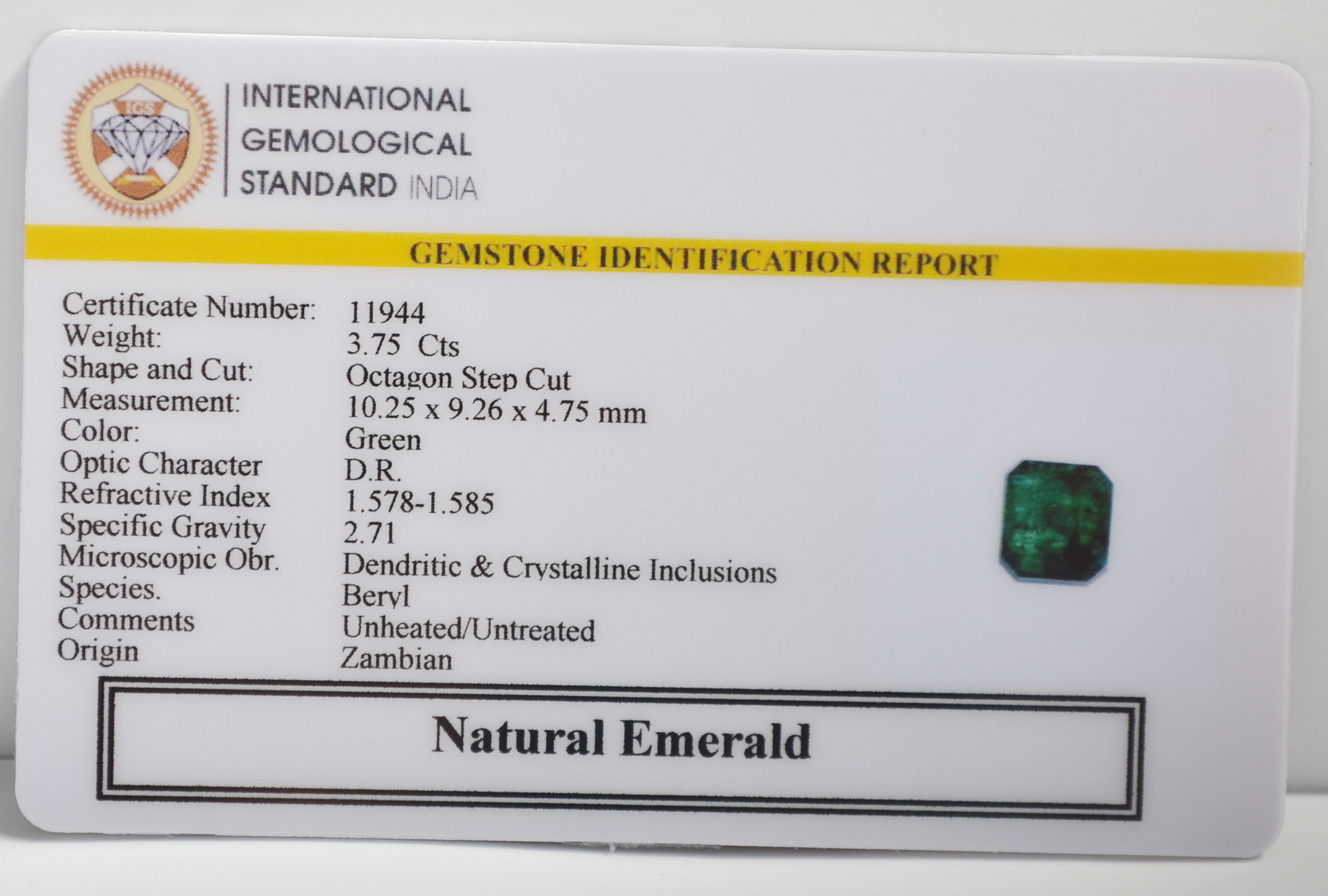 EMERALD 3.75 Ct. 3 EMRG21660 2 EMERALD 3.75 Ct.