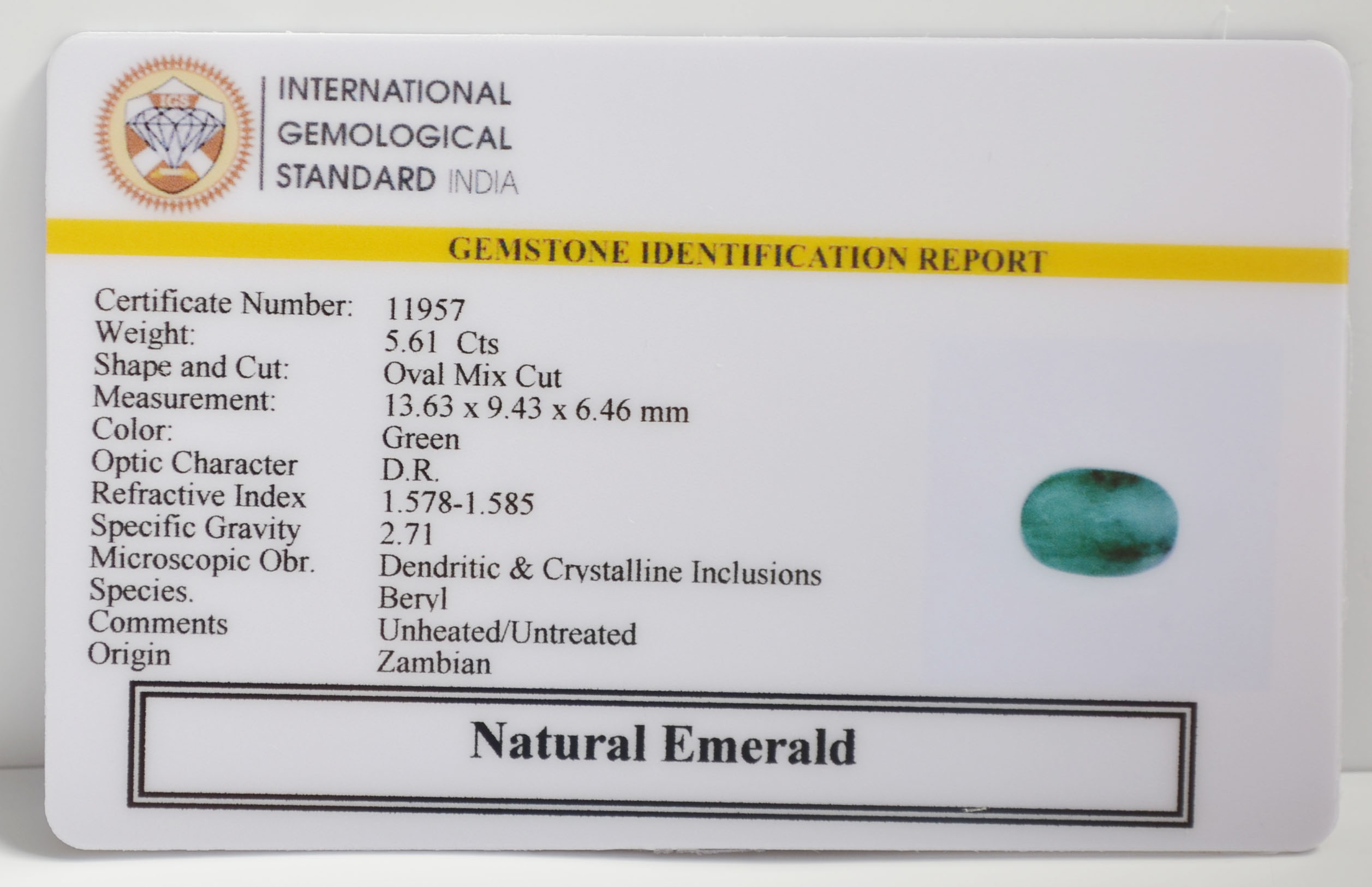 EMERALD 5.61 Ct. 3 EMRG21661 2 EMERALD 5.61 Ct.