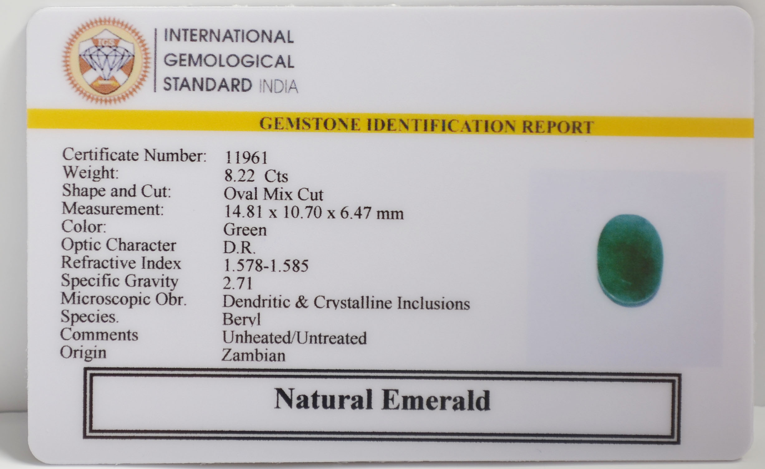 EMERALD 8.22 Ct. 3 EMRG21662 2 EMERALD 8.22 Ct.