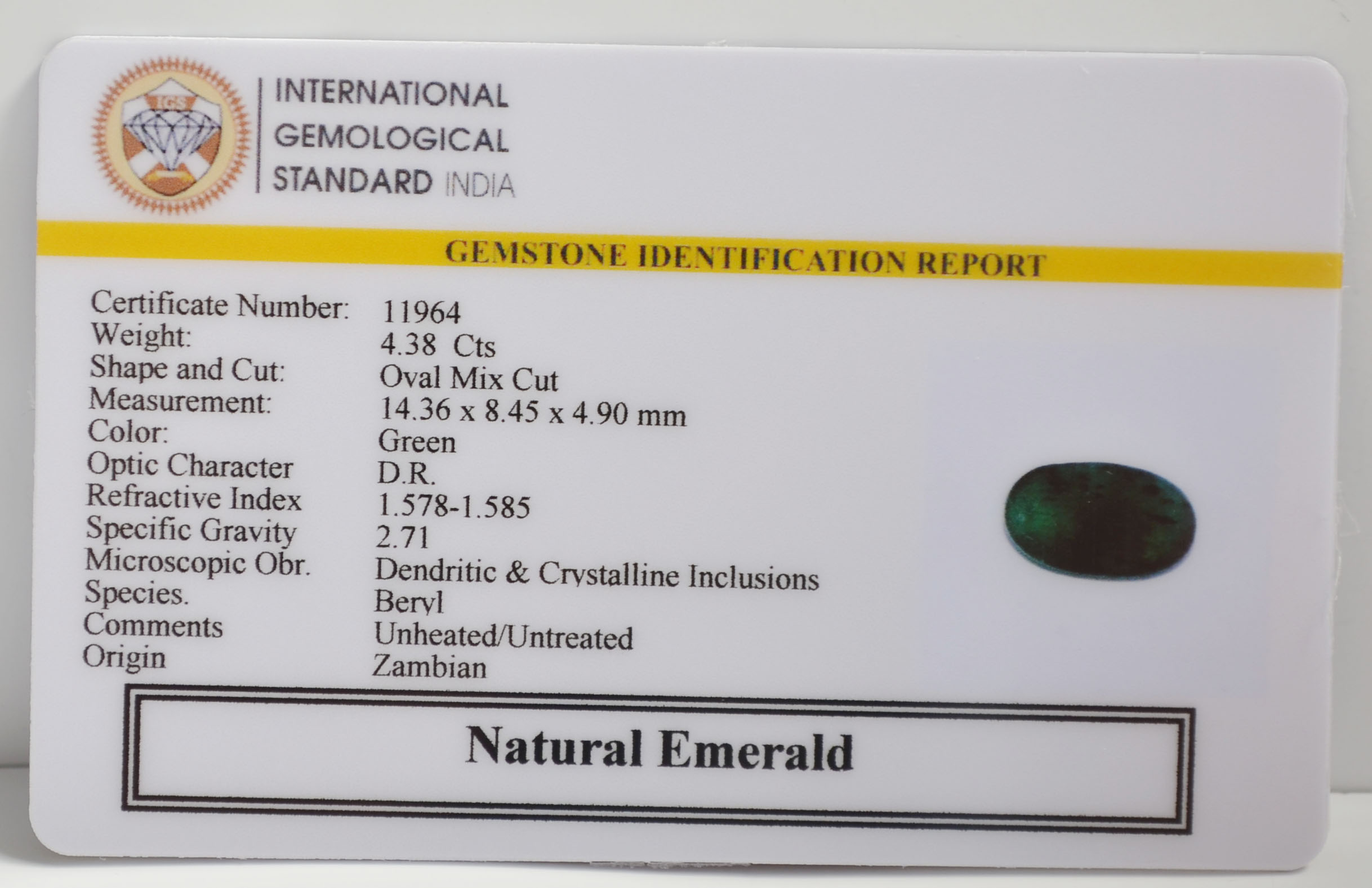EMERALD 4.38 Ct. 3 EMRG21663 2 EMERALD 4.38 Ct.