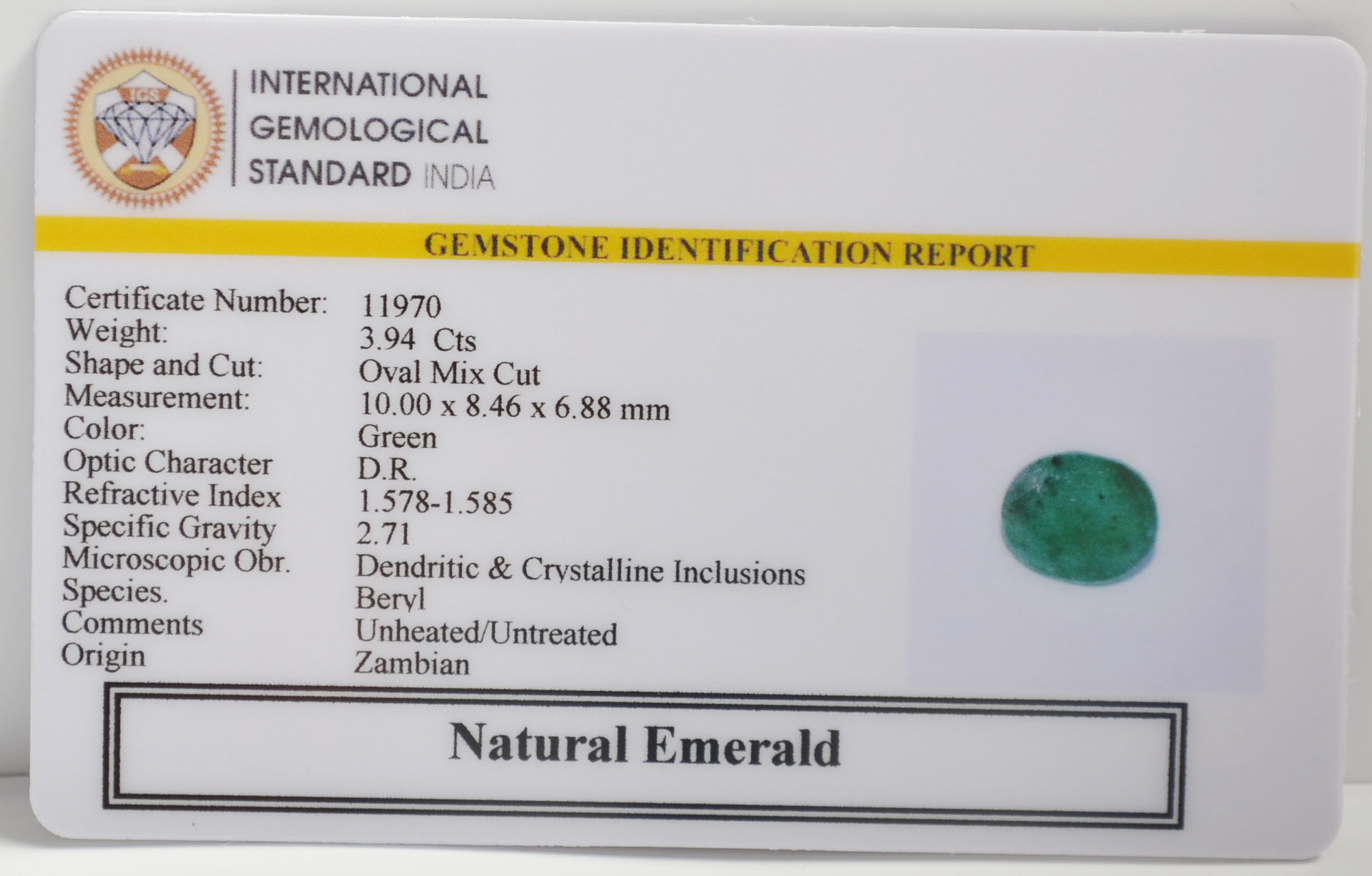 EMERALD 3.94 Ct. 3 EMRG21664 2 EMERALD 3.94 Ct.