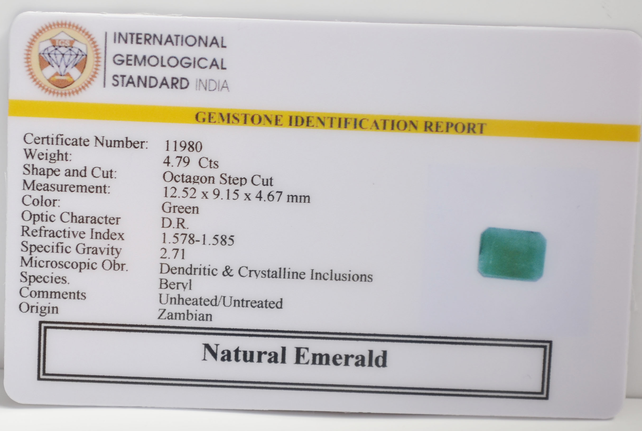 EMERALD 4.79 Ct. 3 EMRG21667 2 EMERALD 4.79 Ct.
