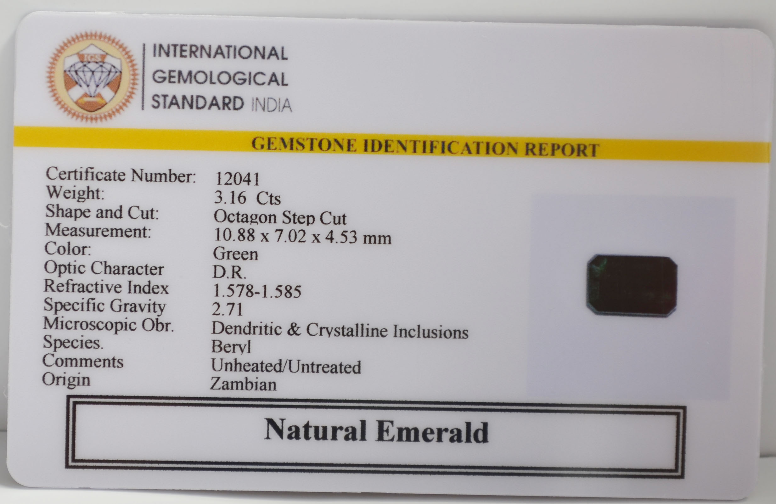 EMERALD 3.16 Ct. 3 EMRG21682 2 EMERALD 3.16 Ct.