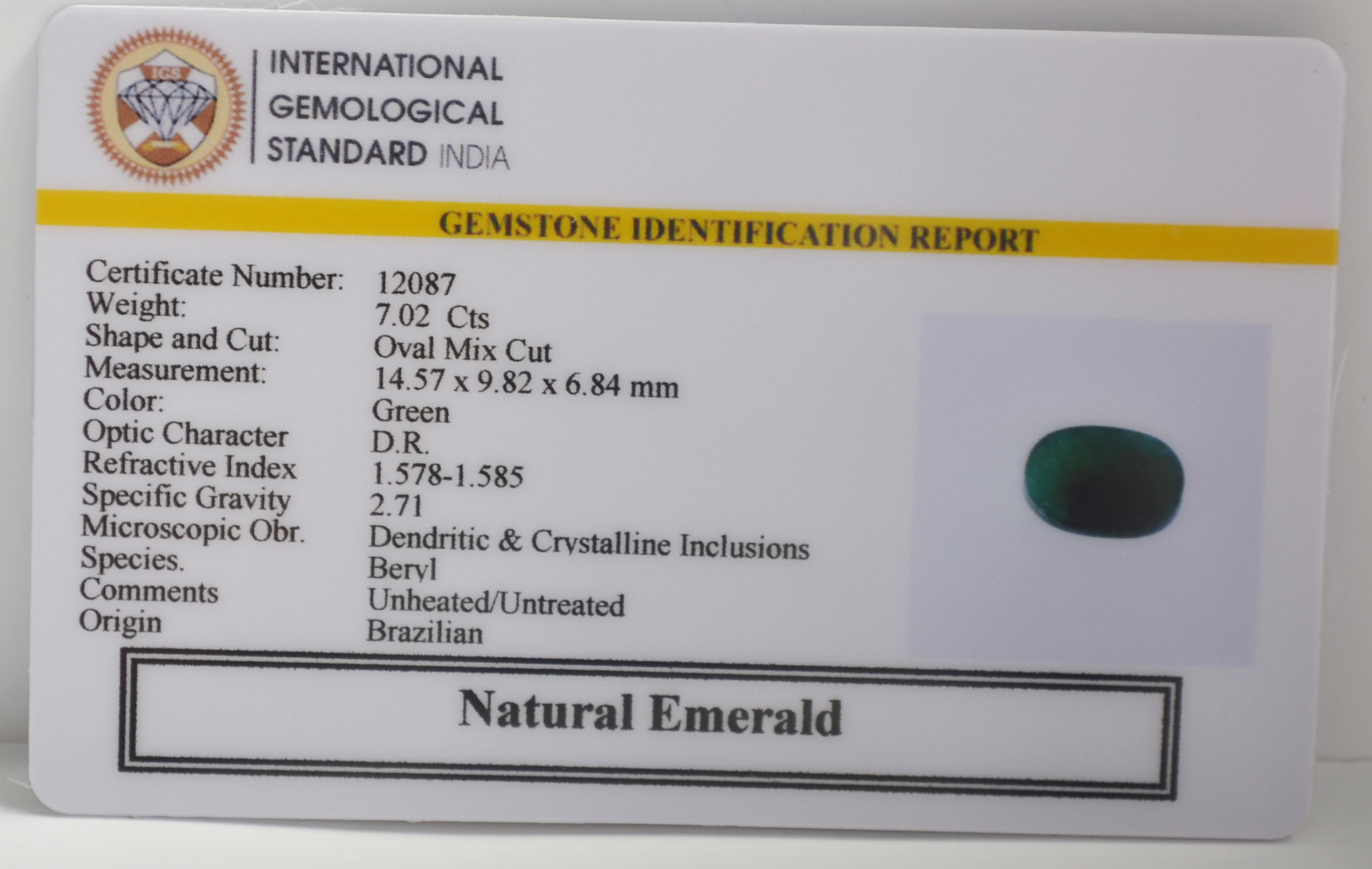 EMRG21687 2 EMERALD 7.02 Ct.