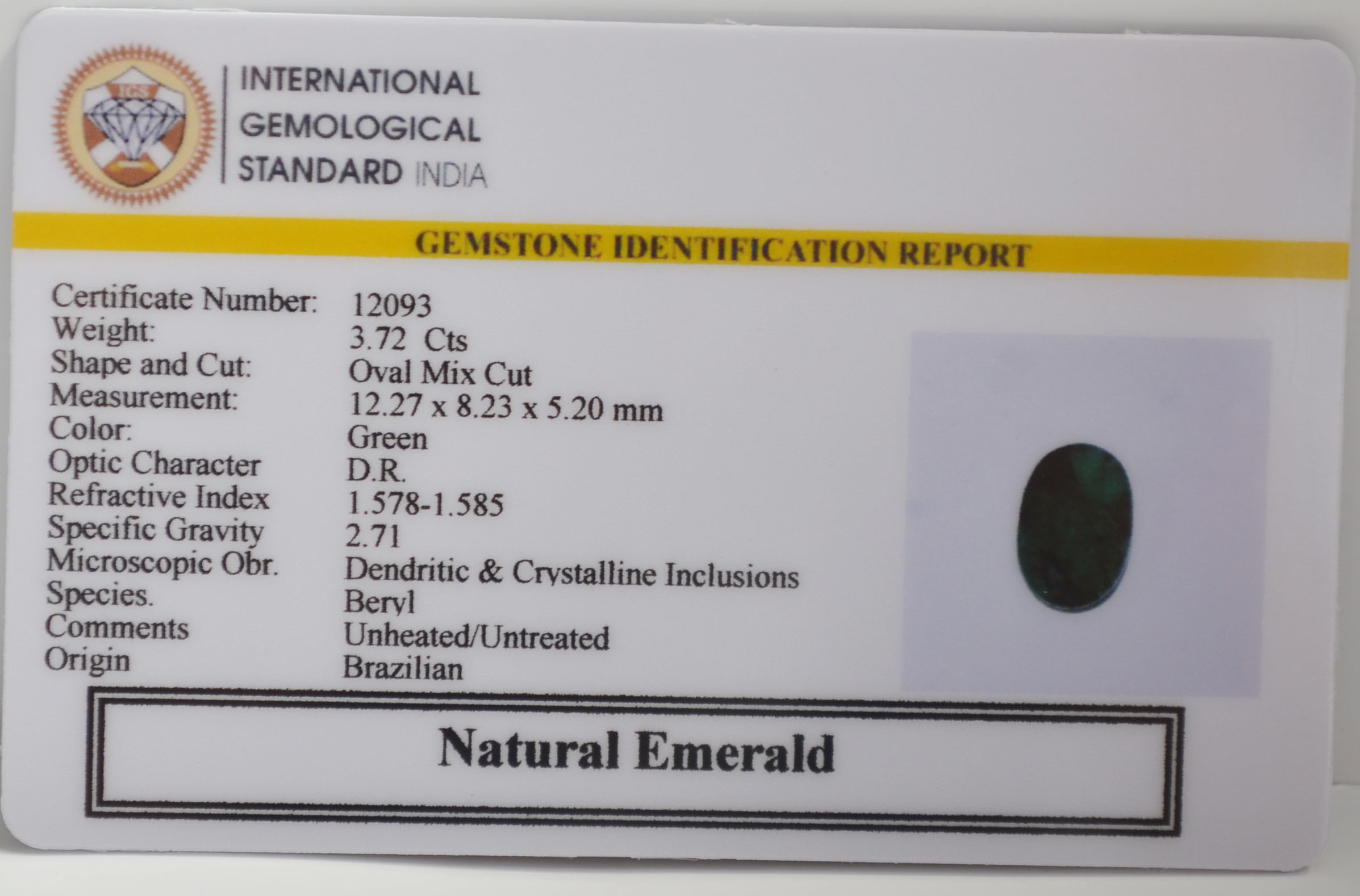 EMRG21688 2 EMERALD 3.72 Ct.