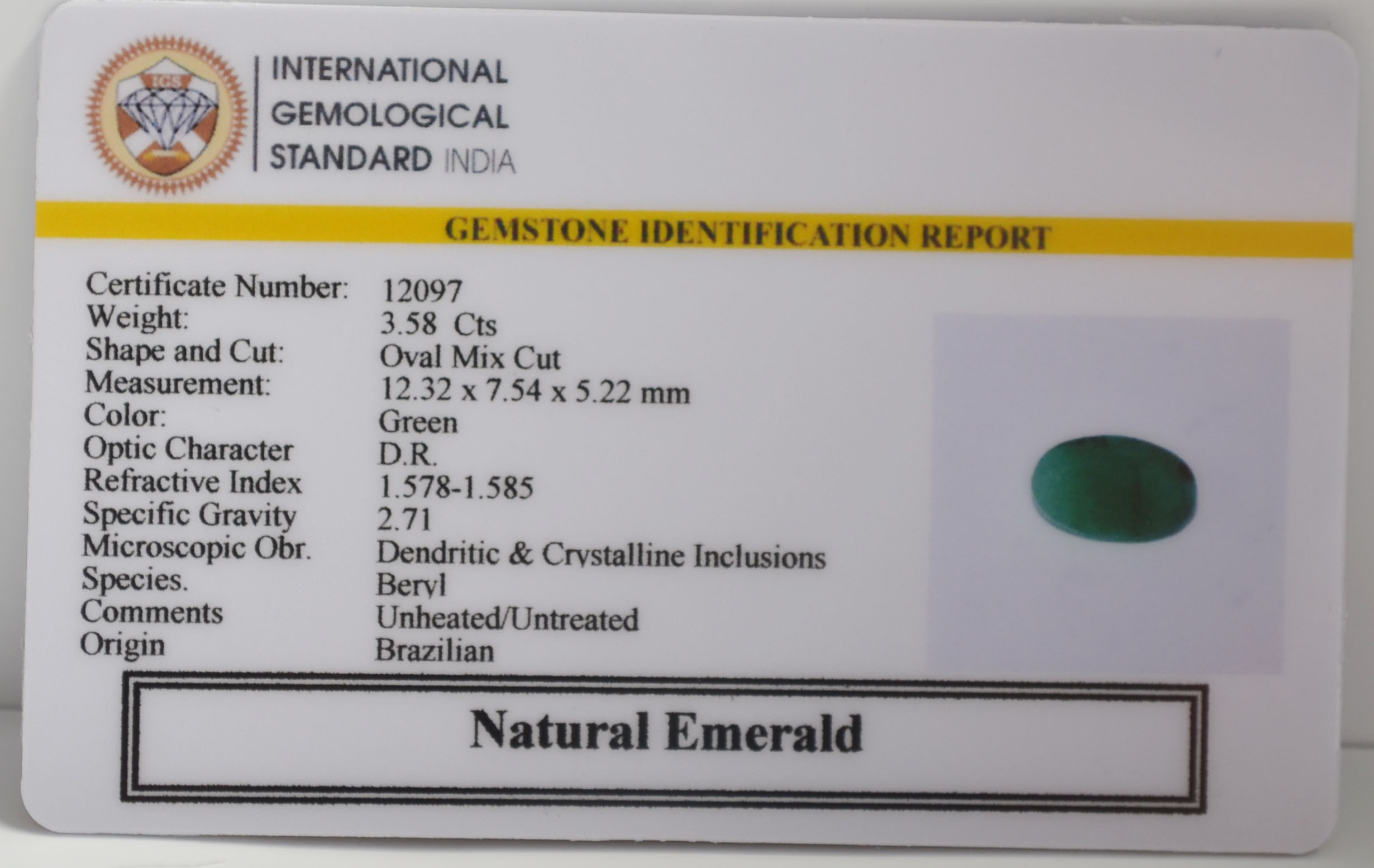 EMRG21690 2 EMERALD 3.58 Ct.