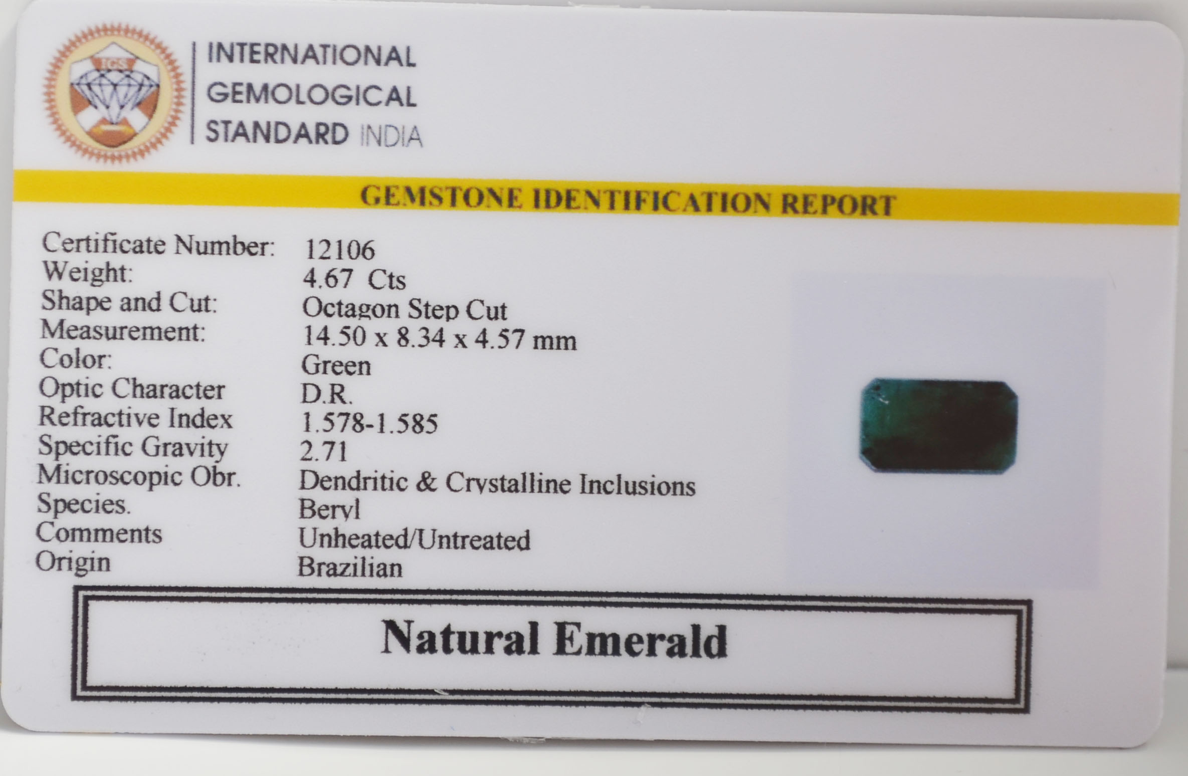 EMRG21692 2 EMERALD 4.67 Ct.