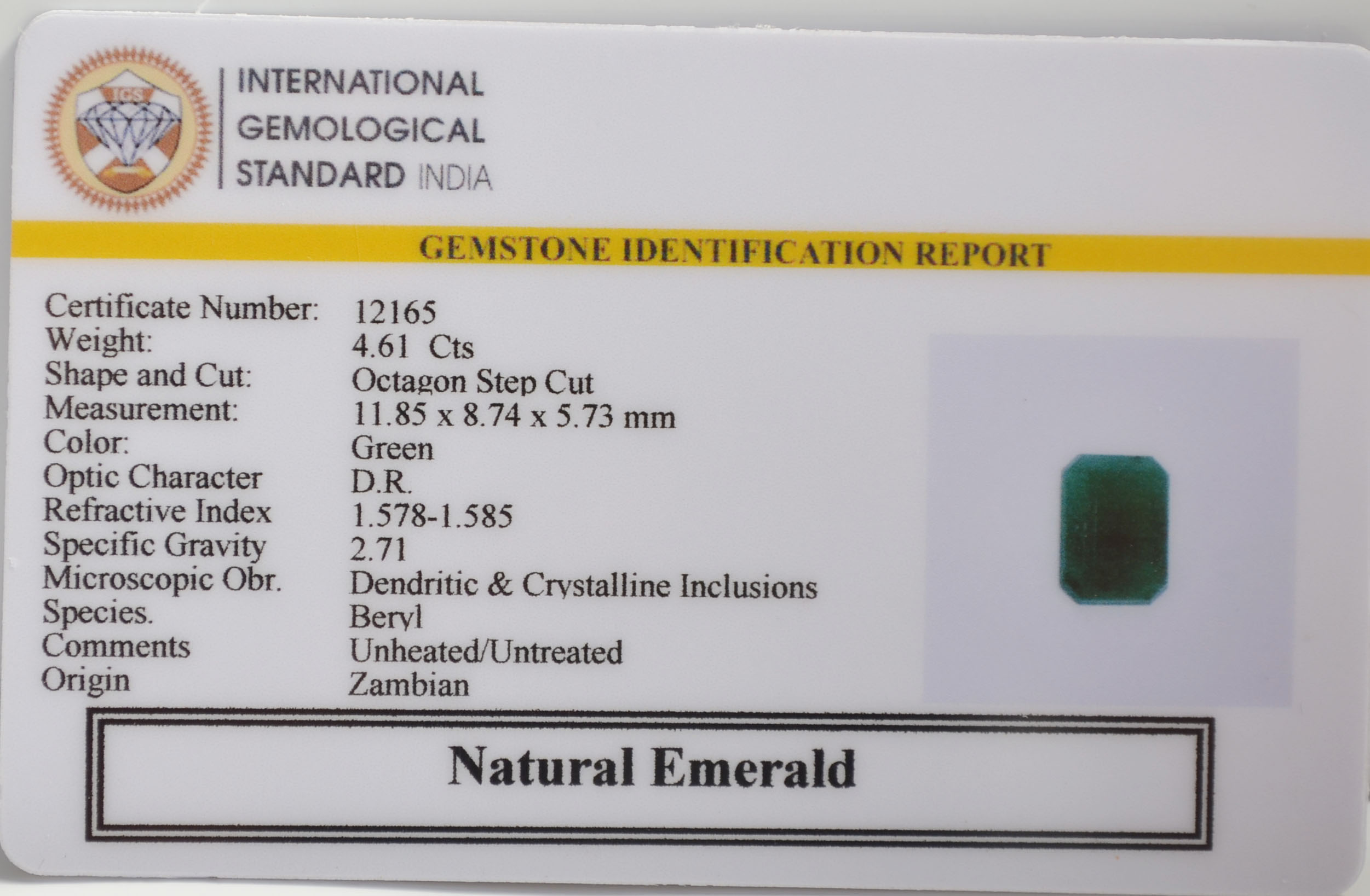 EMRG21701 2 EMERALD 4.61 Ct.