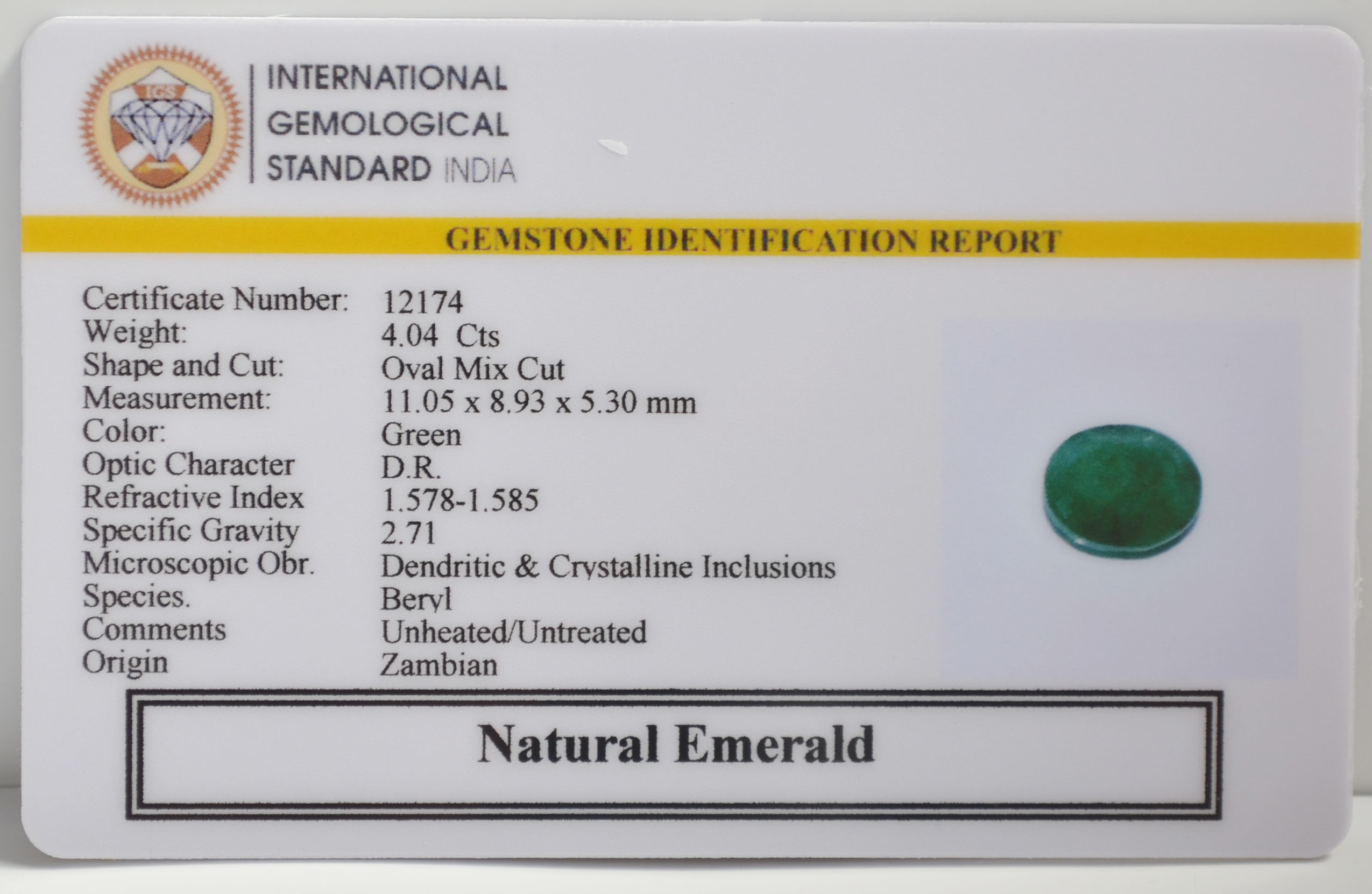 EMRG21704 2 EMERALD 4.04 Ct.