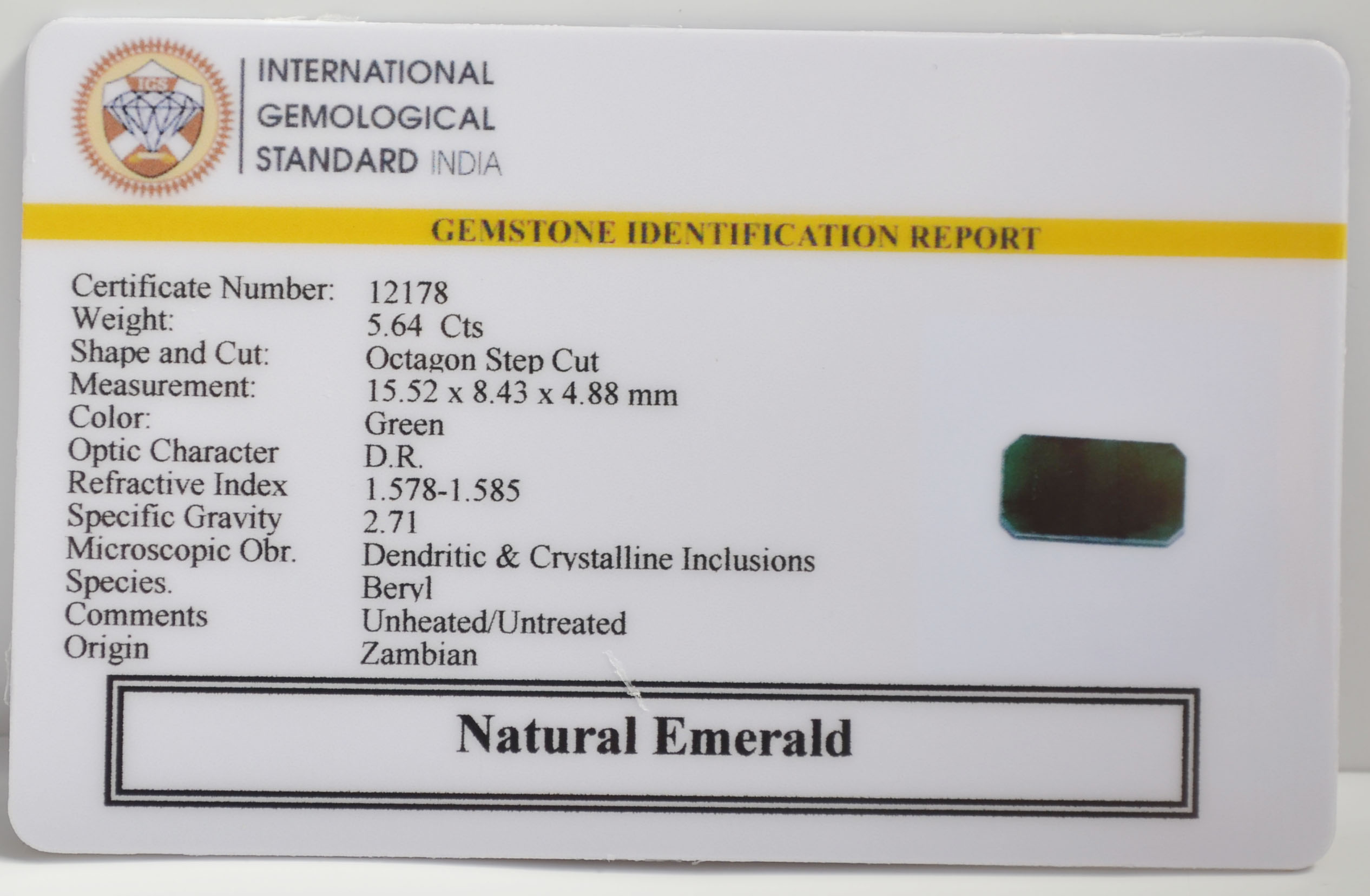 EMRG21706 2 EMERALD 5.64 Ct.
