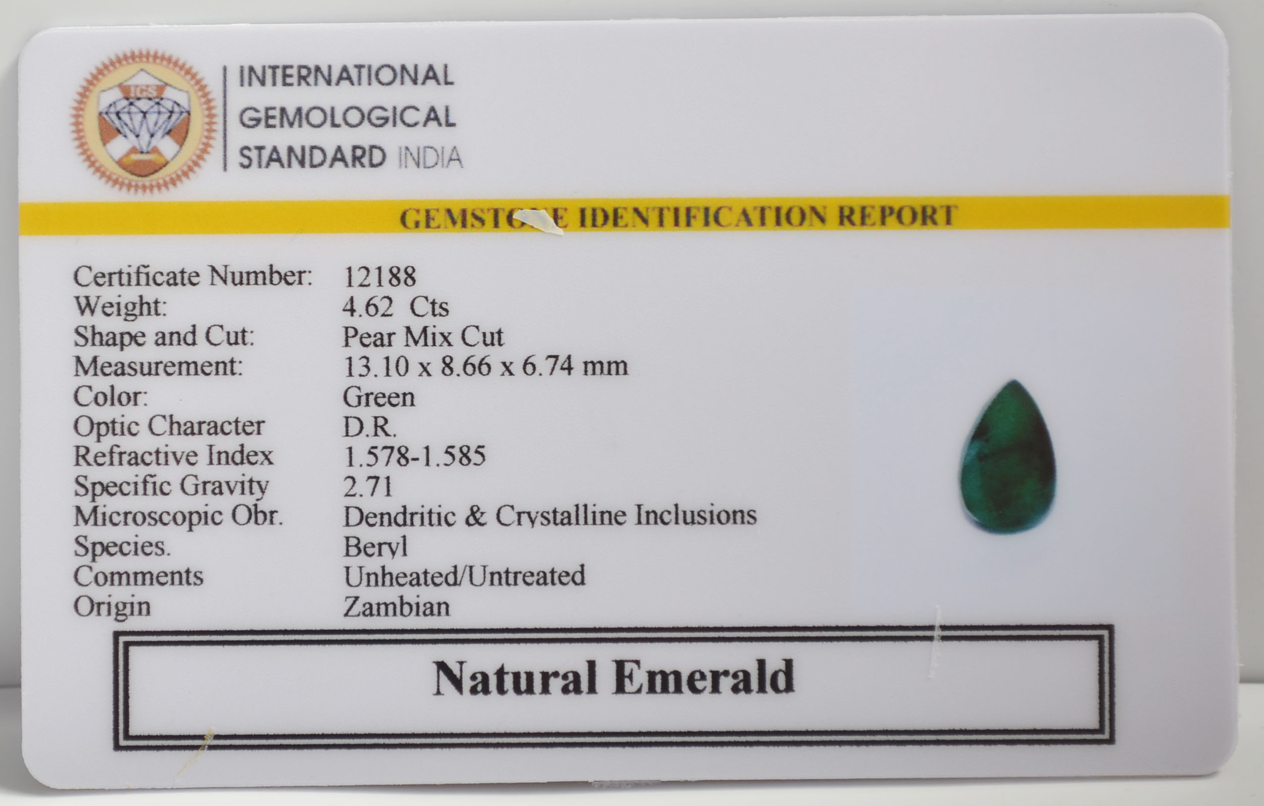 EMRG21707 2 EMERALD 4.62 Ct.
