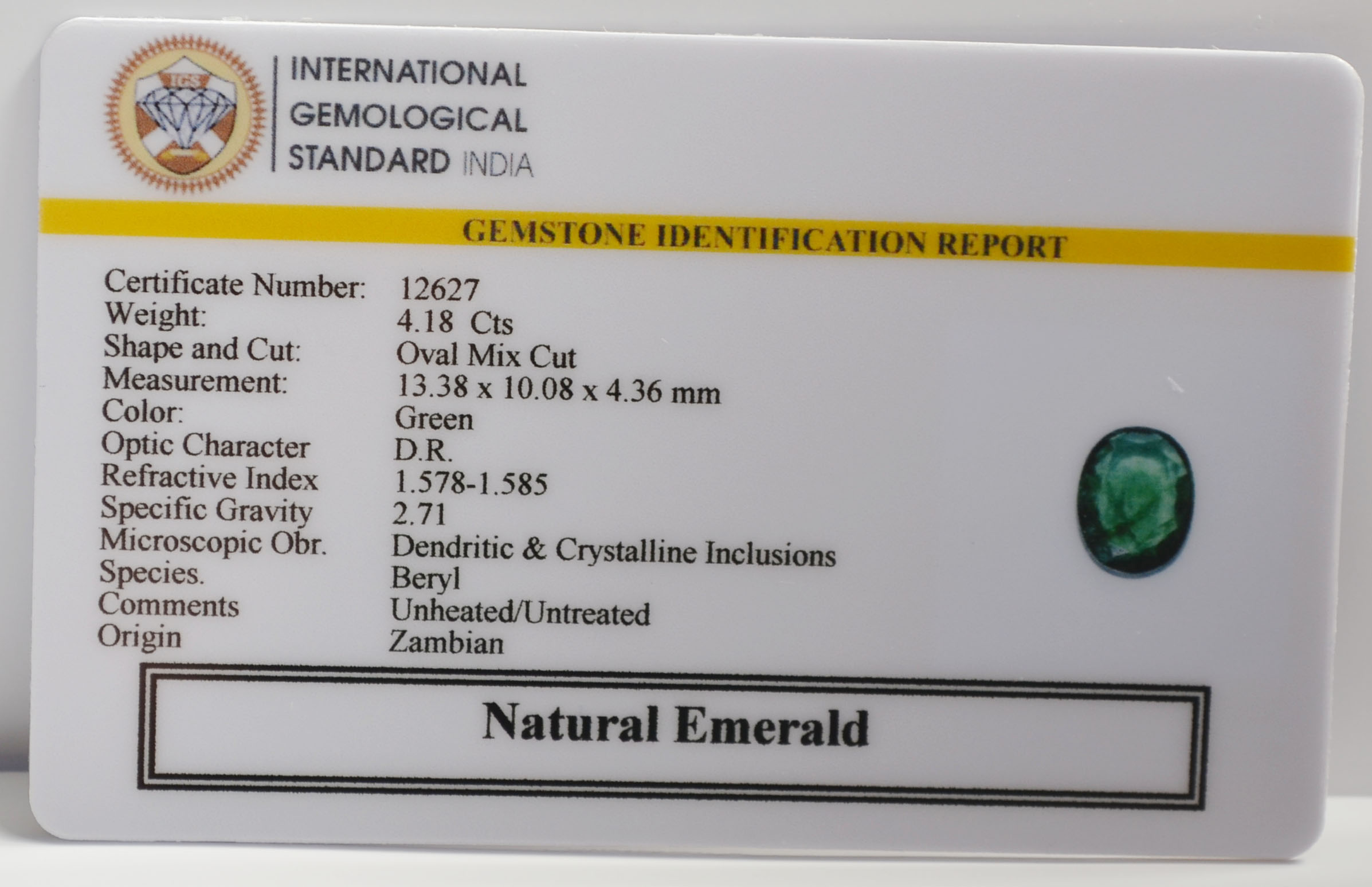 EMRG22640 2 EMERALD 4.18 Ct.
