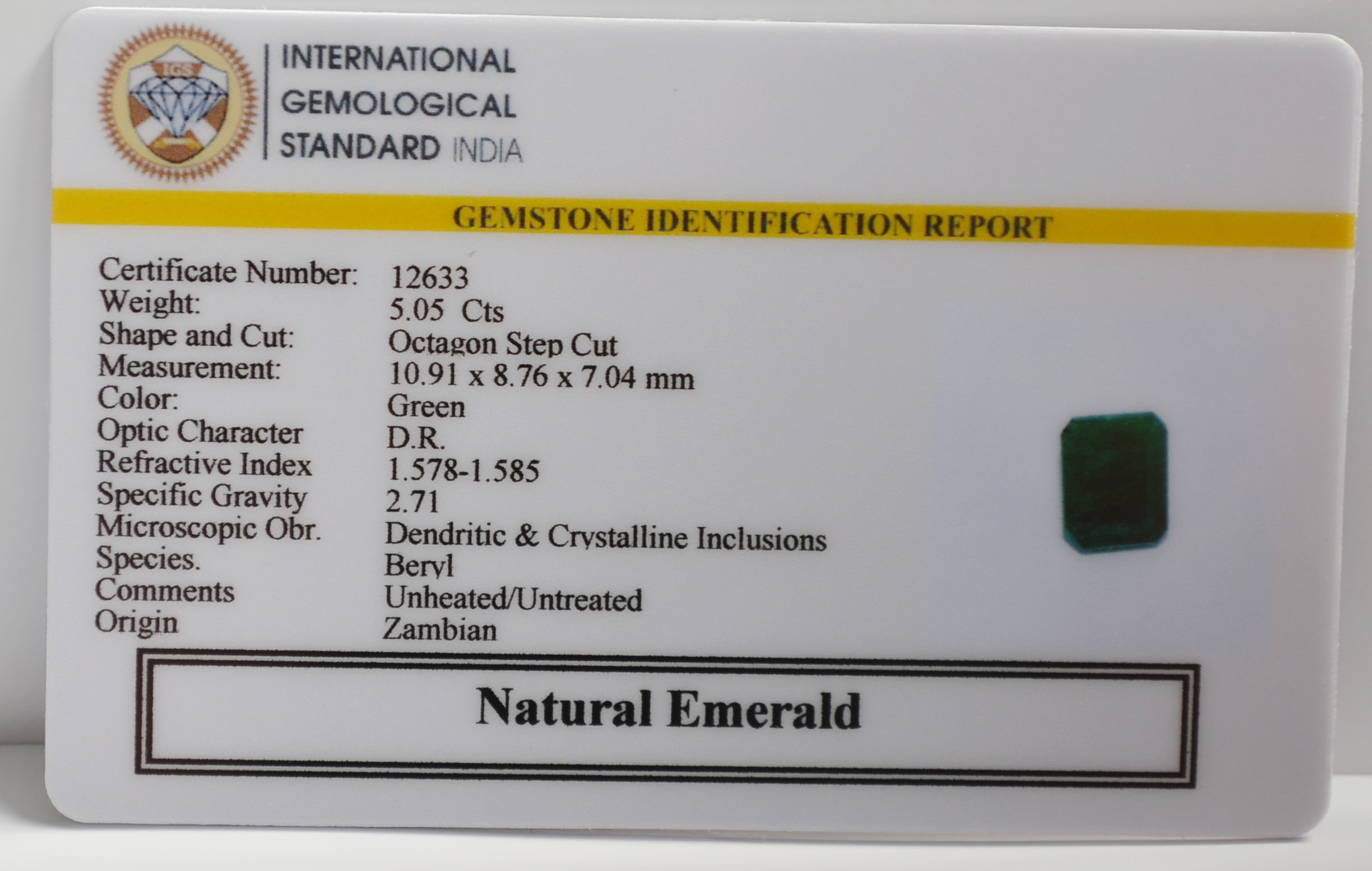 EMERALD 5.05 Ct. 3 EMRG22643 2 EMERALD 5.05 Ct.