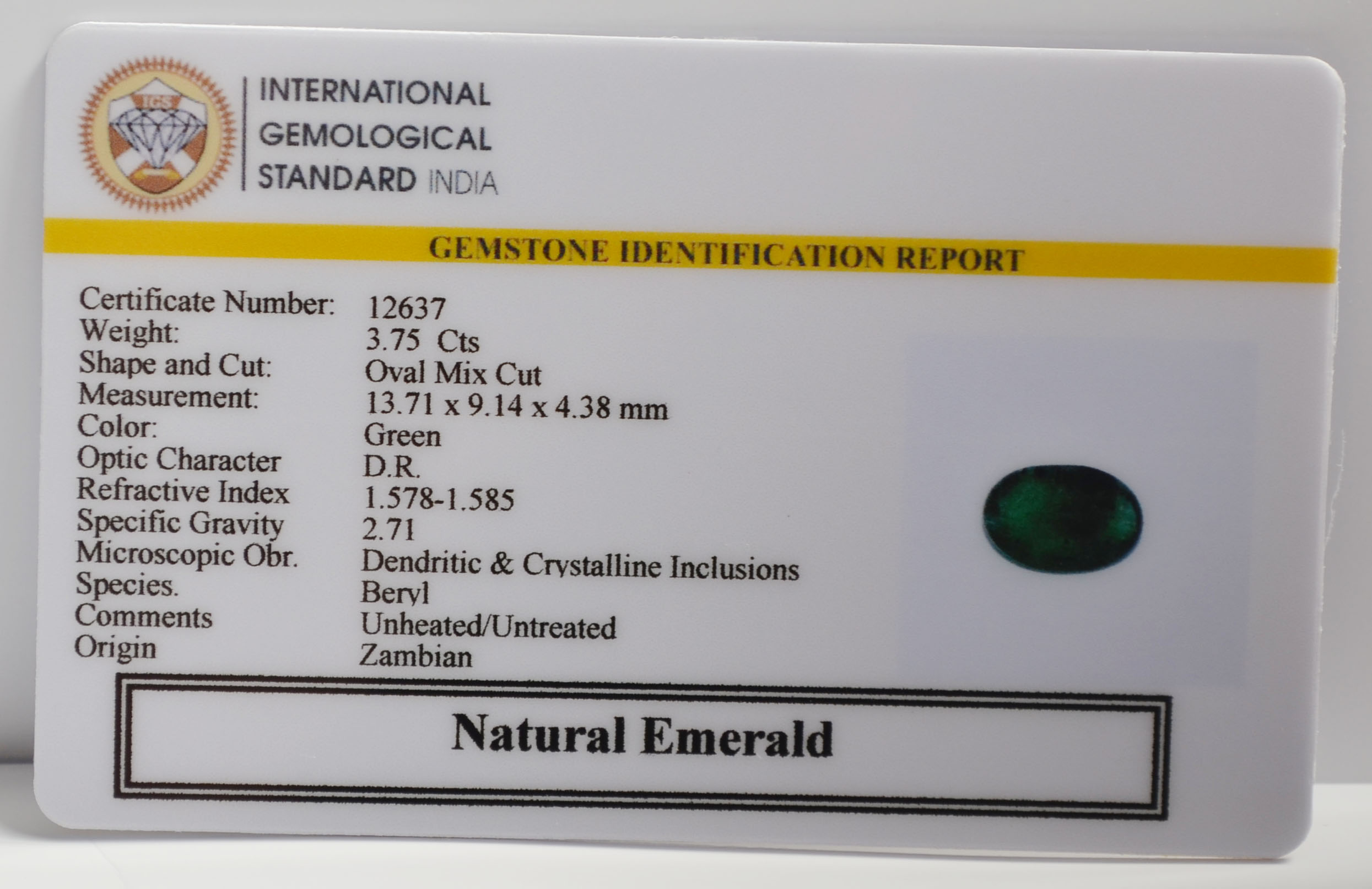EMERALD 3.75 Ct. 3 EMRG22644 2 EMERALD 3.75 Ct.
