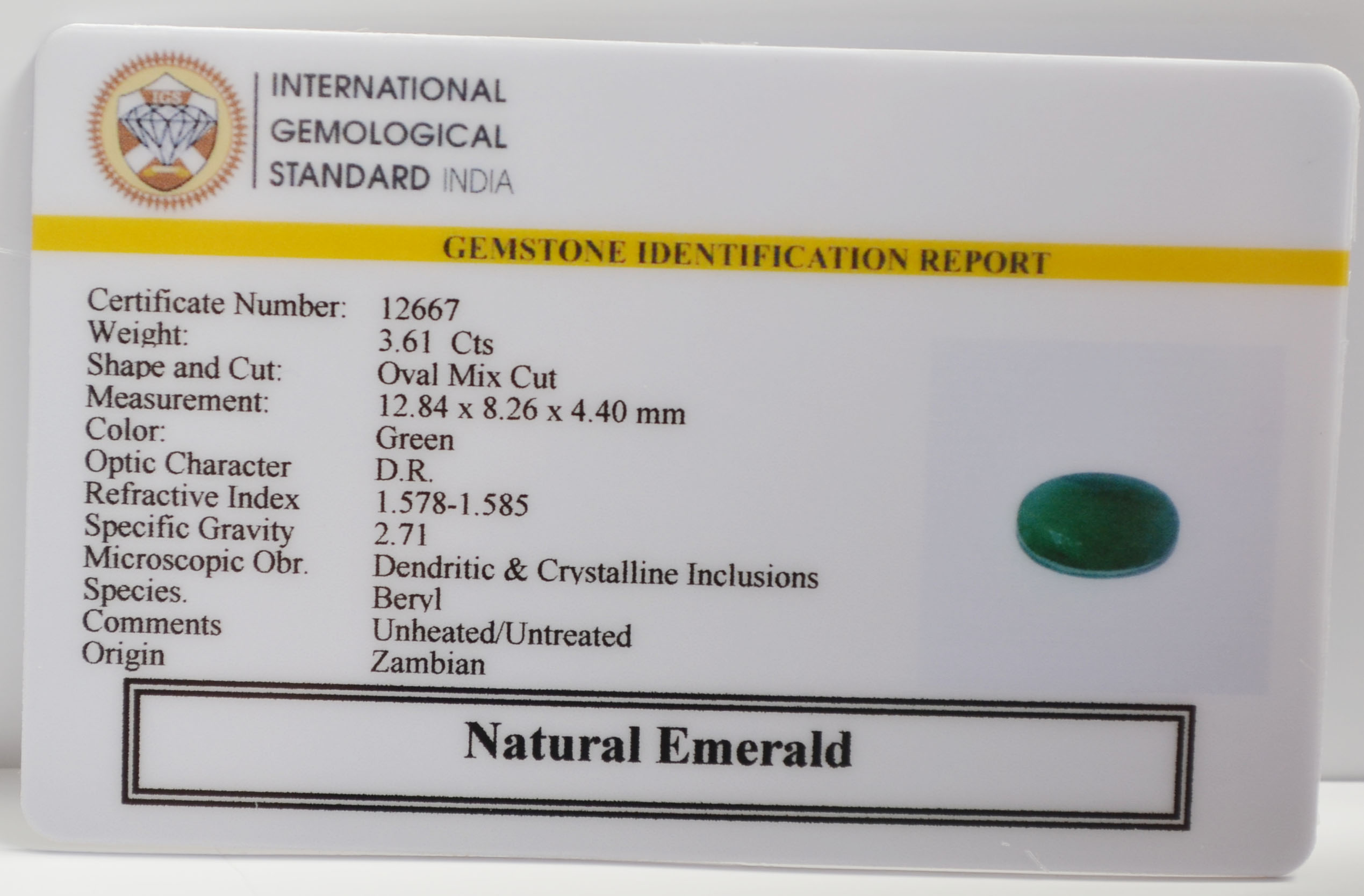 EMERALD 3.61 Ct. 3 EMRG22650 2 EMERALD 3.61 Ct.