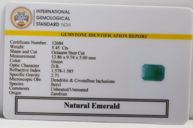 EMERALD 5.45 Ct. EMERALD 5.45 Ct.