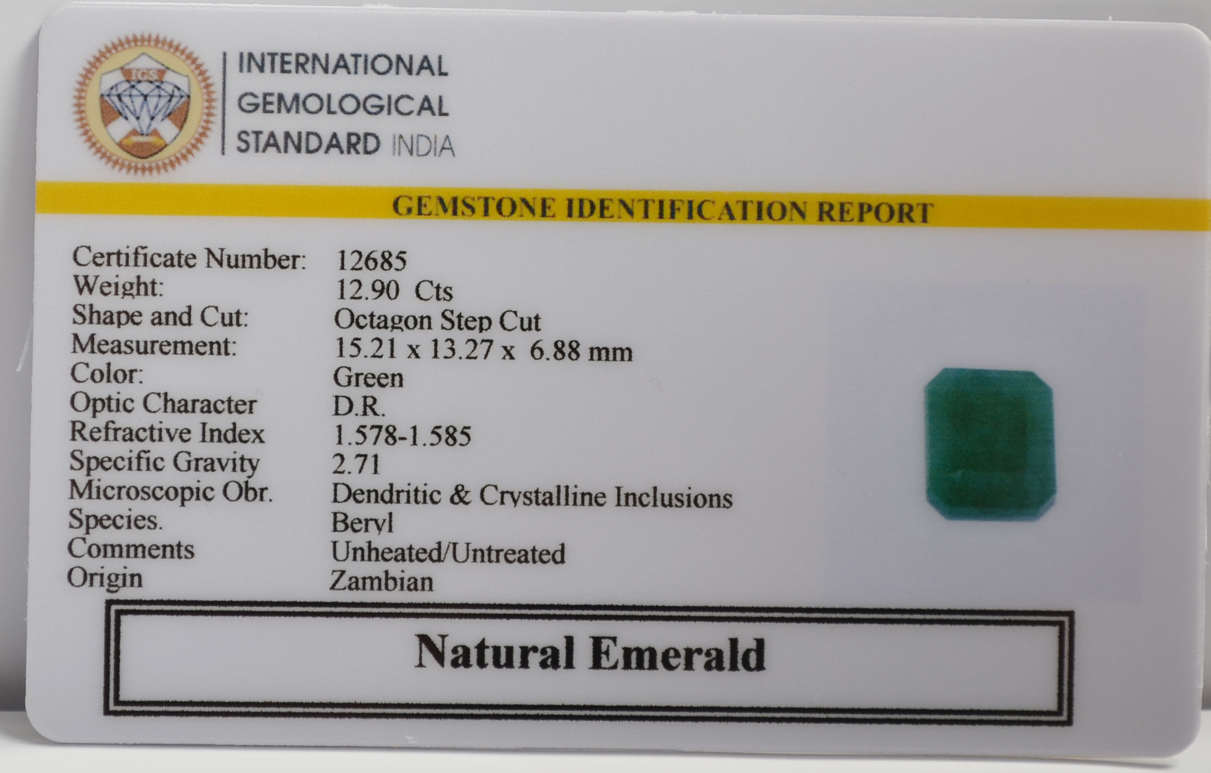 EMERALD 12.9 Ct.